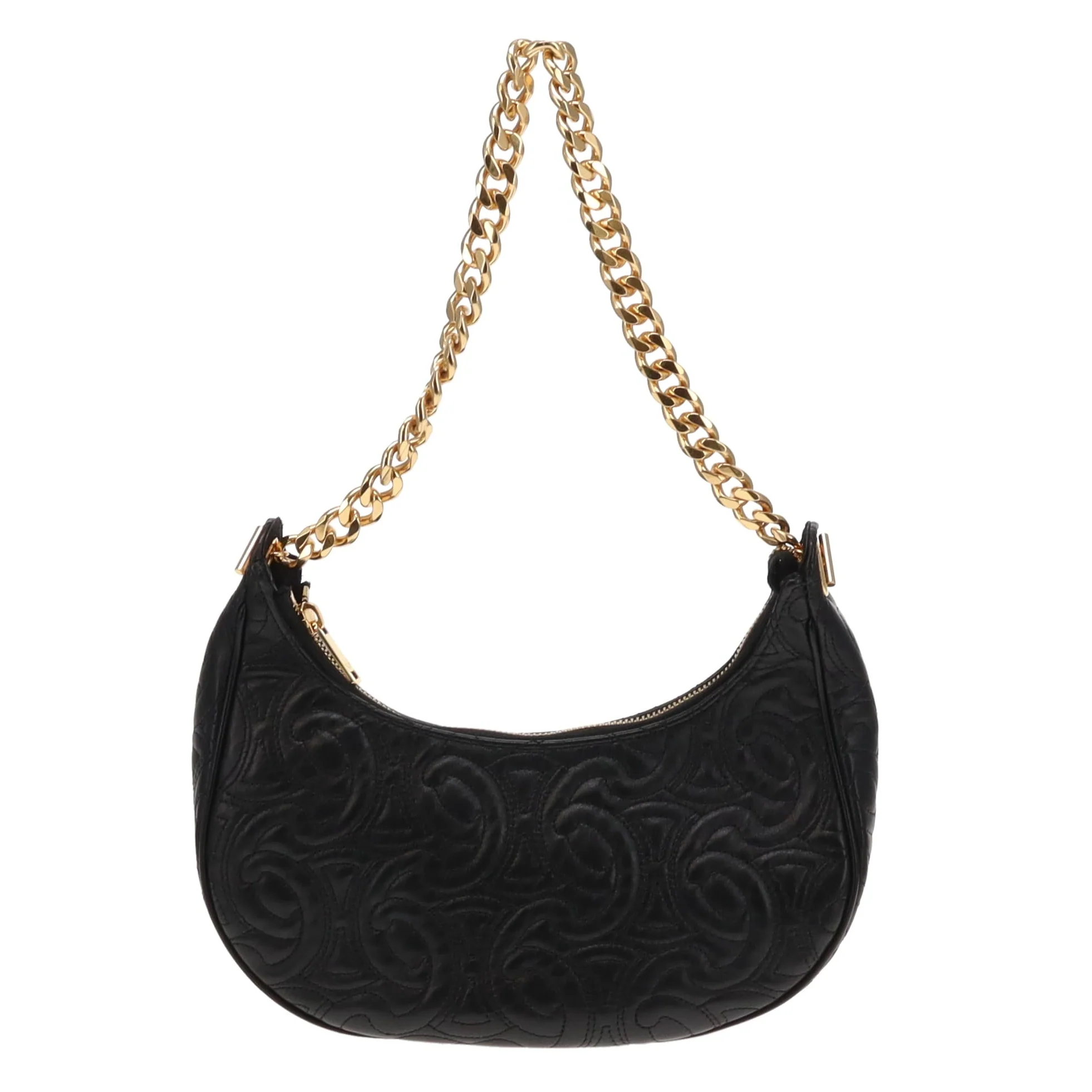 Celine Black Triomphe Quilted Leather Ava Chain Shoulder Bag 2022