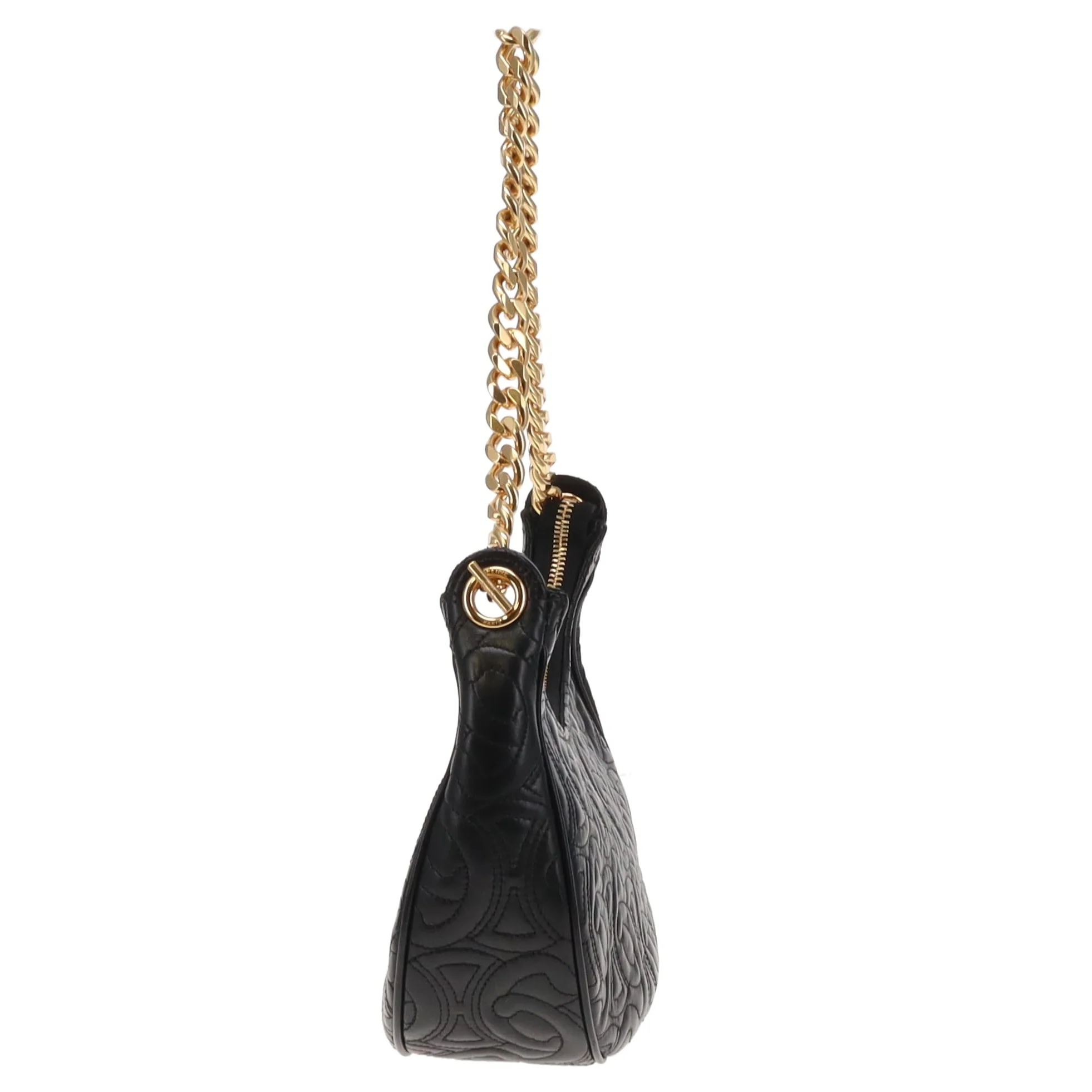 Celine Black Triomphe Quilted Leather Ava Chain Shoulder Bag 2022 - Image 4