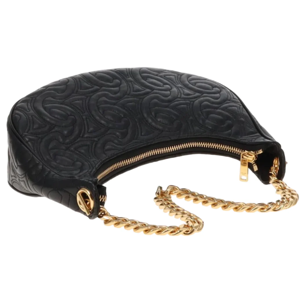 Celine Black Triomphe Quilted Leather Ava Chain Shoulder Bag 2022 - Image 7