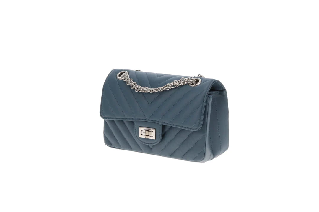 Chanel 2.55 Reissue Flap Bag In Aged Calfskin Chevron Blue 2023 - Image 12