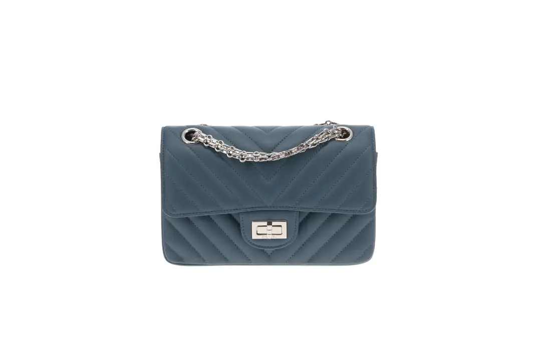 Chanel 2.55 Reissue Flap Bag In Aged Calfskin Chevron Blue 2023 - Image 3
