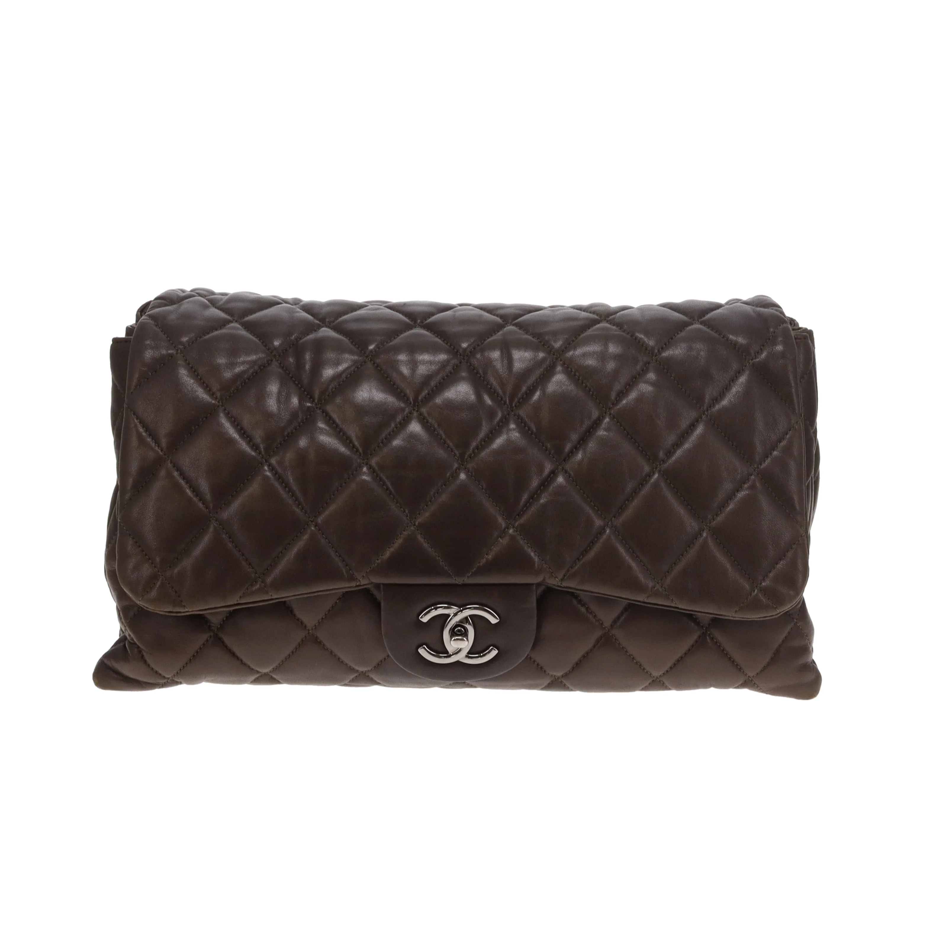 Chanel Accordian Quilted Lambskin Flap Seasonal Dark Khaki 2010