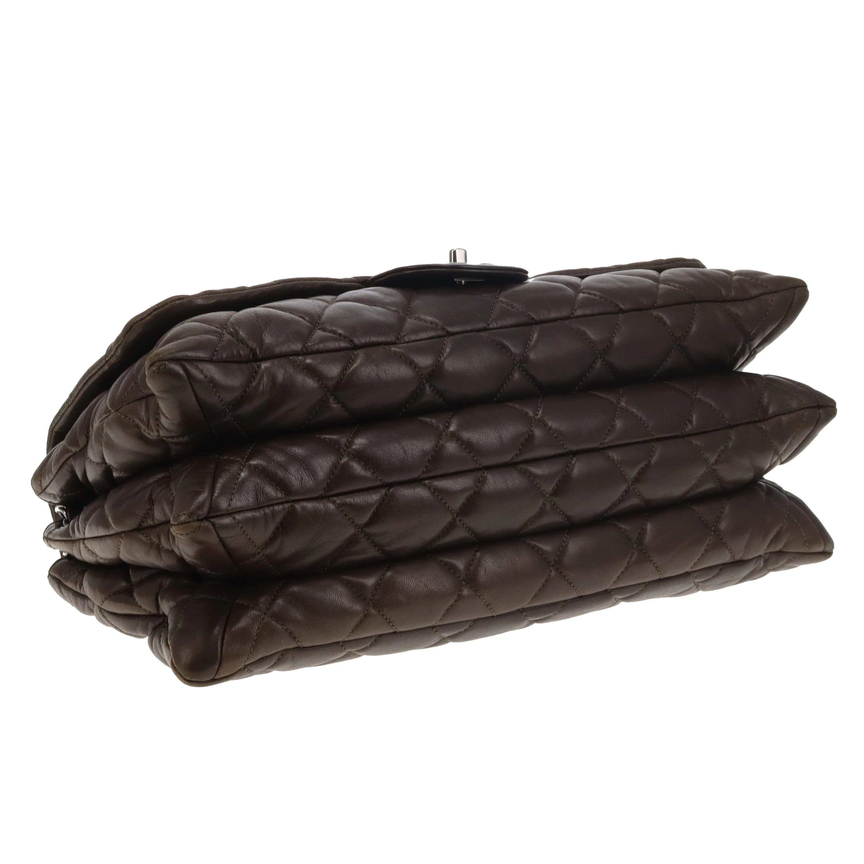 Chanel Accordian Quilted Lambskin Flap Seasonal Dark Khaki 2010 - Image 10