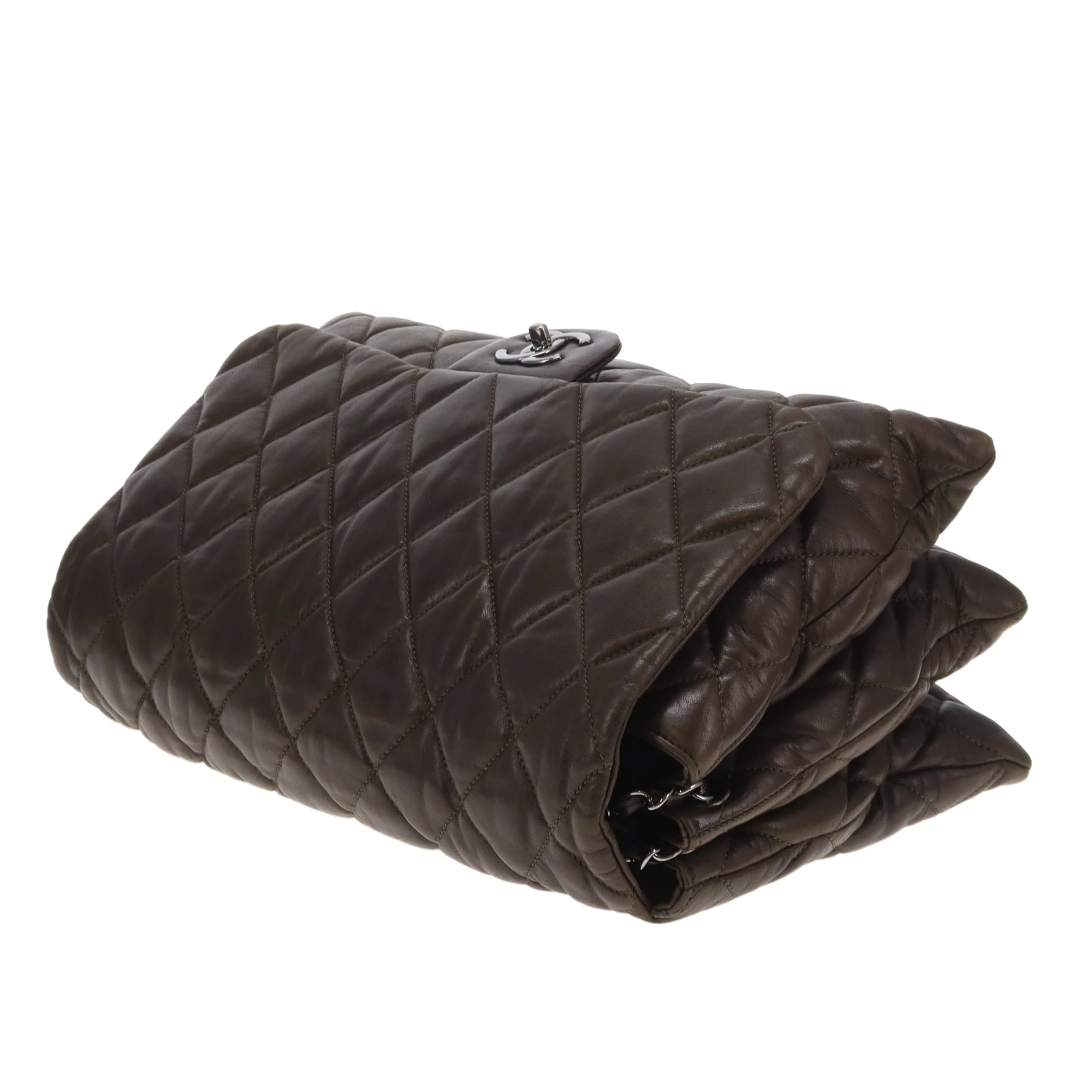 Chanel Accordian Quilted Lambskin Flap Seasonal Dark Khaki 2010 - Image 11
