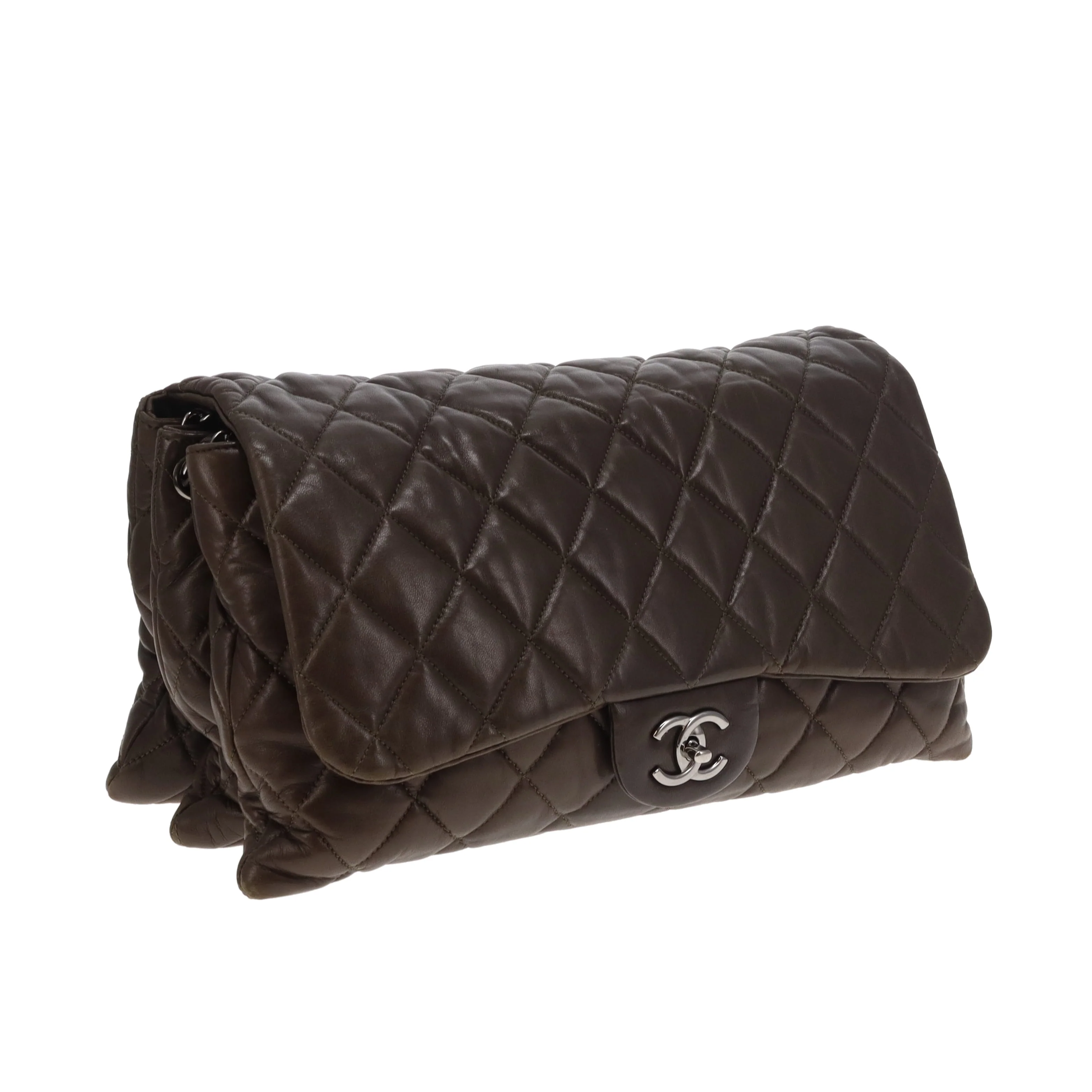 Chanel Accordian Quilted Lambskin Flap Seasonal Dark Khaki 2010 - Image 3