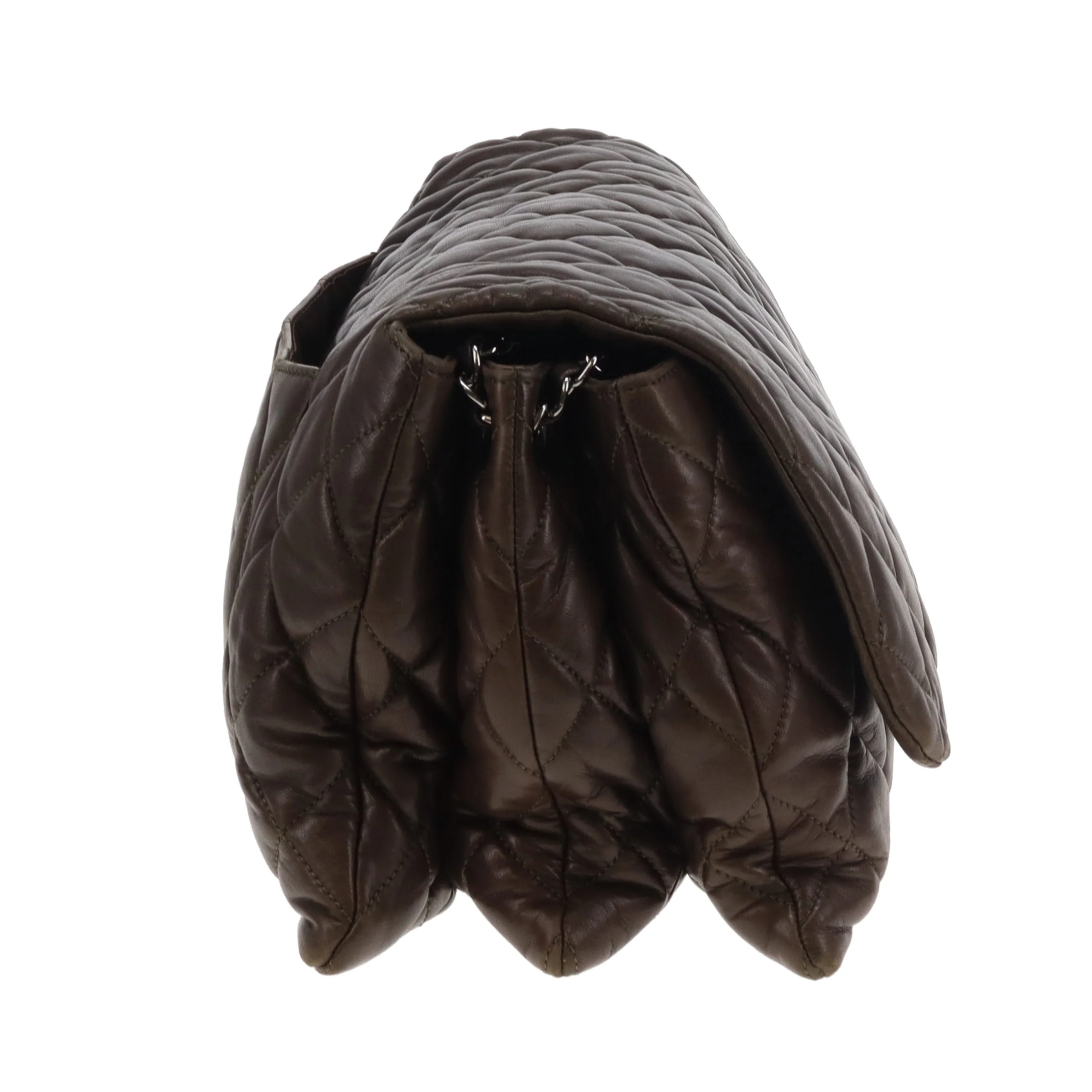 Chanel Accordian Quilted Lambskin Flap Seasonal Dark Khaki 2010 - Image 4