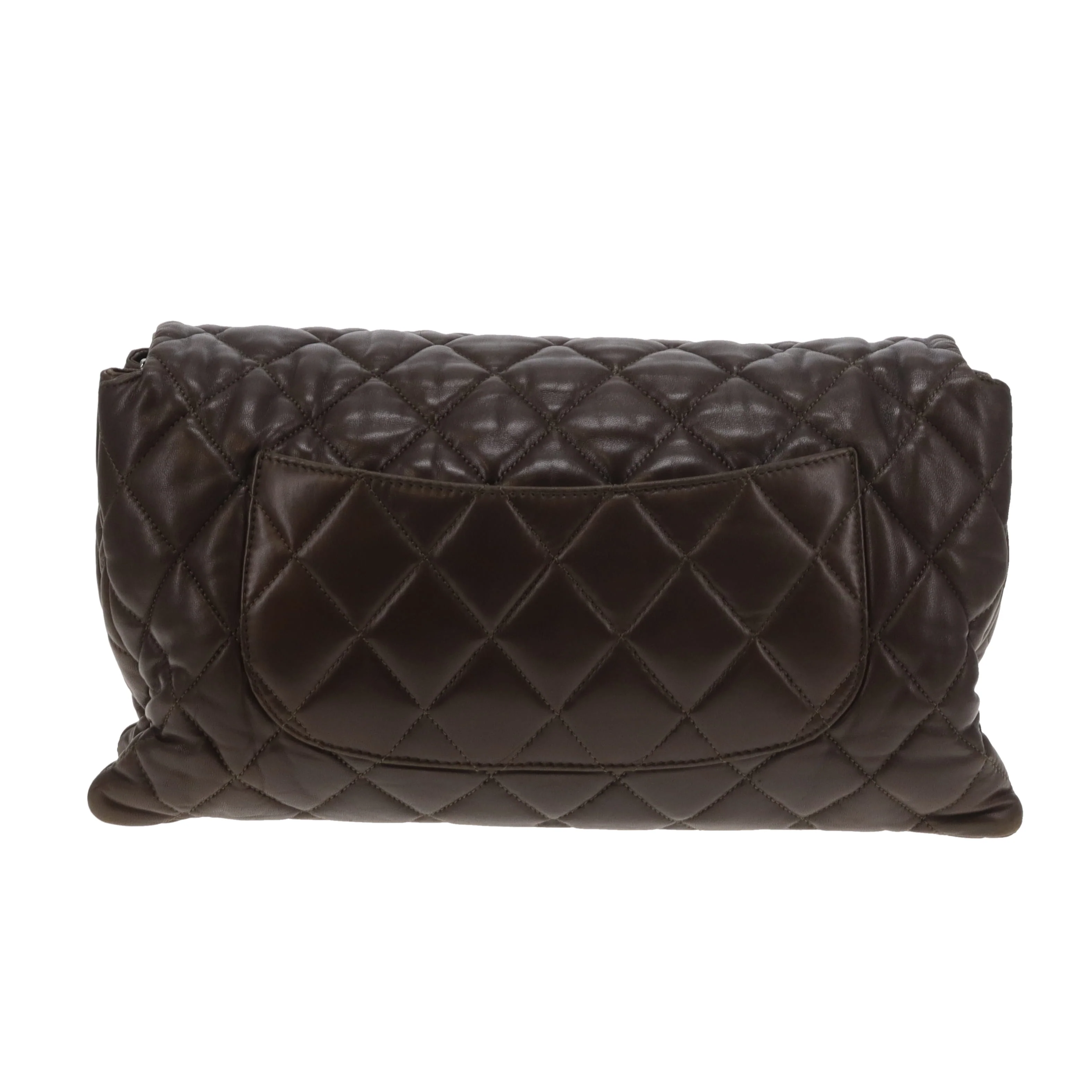 Chanel Accordian Quilted Lambskin Flap Seasonal Dark Khaki 2010 - Image 5