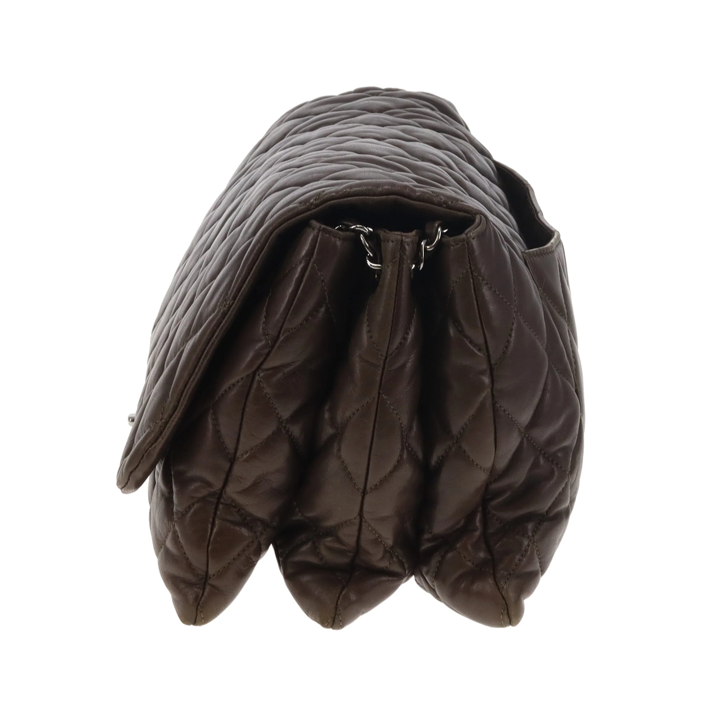 Chanel Accordian Quilted Lambskin Flap Seasonal Dark Khaki 2010 - Image 6