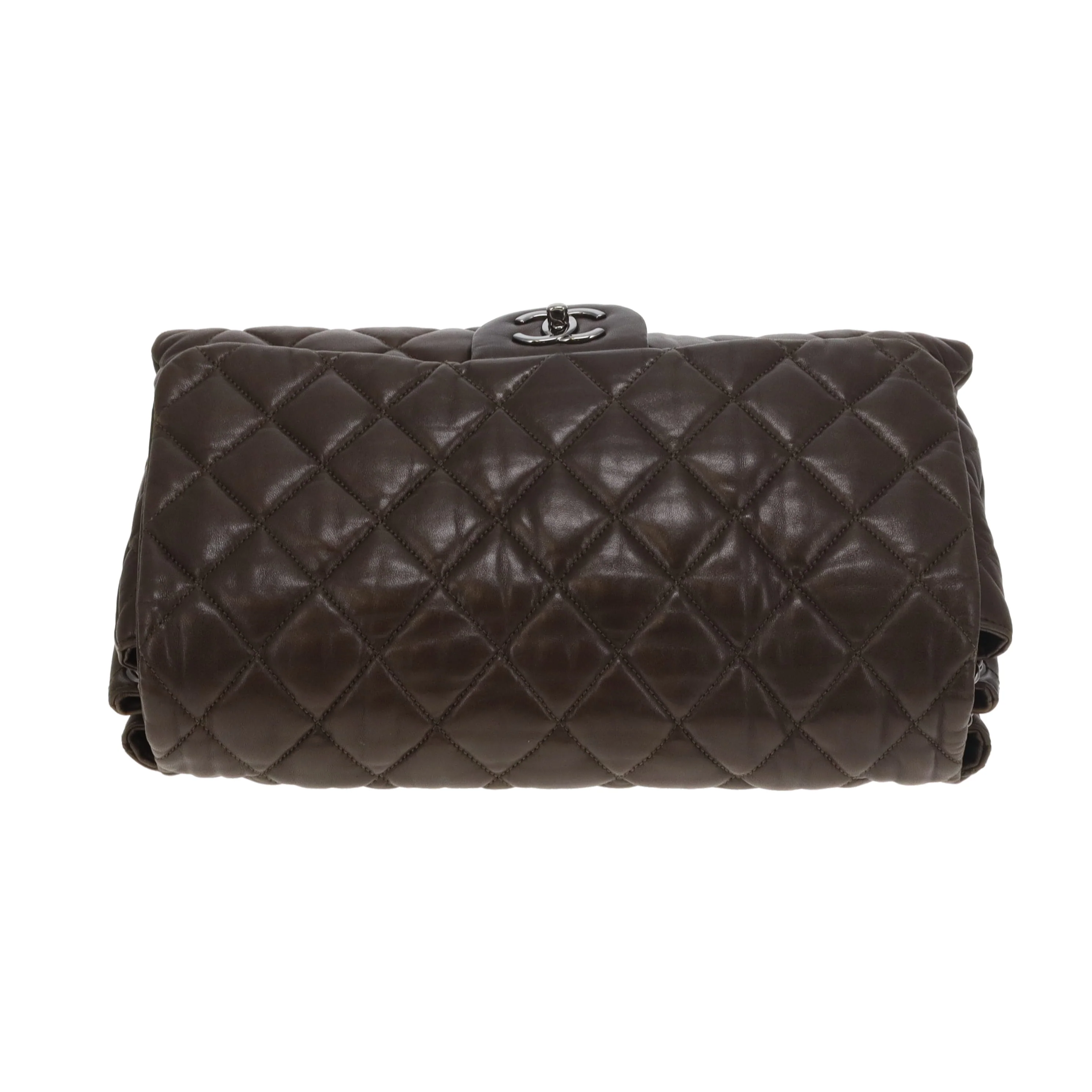 Chanel Accordian Quilted Lambskin Flap Seasonal Dark Khaki 2010 - Image 7