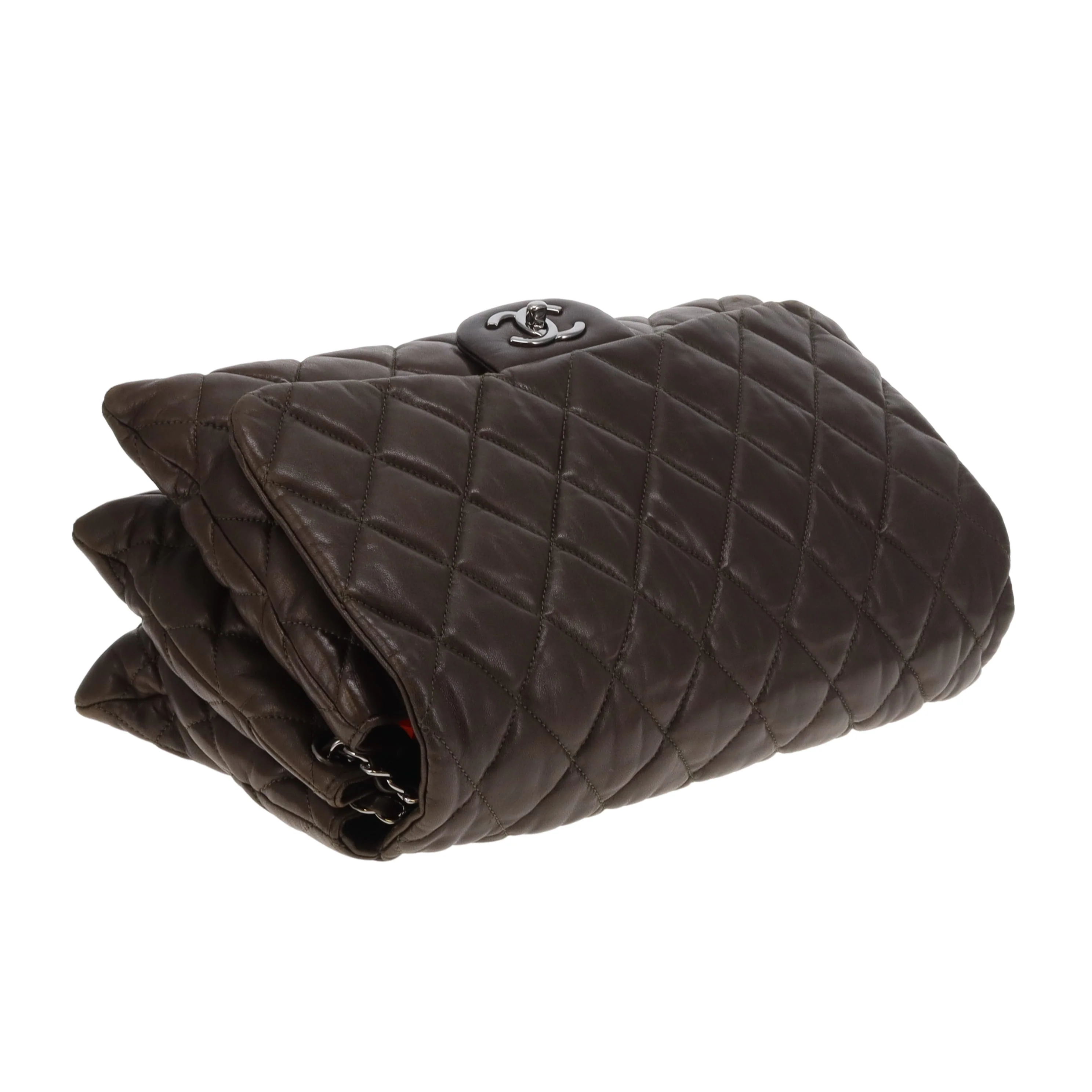 Chanel Accordian Quilted Lambskin Flap Seasonal Dark Khaki 2010 - Image 8