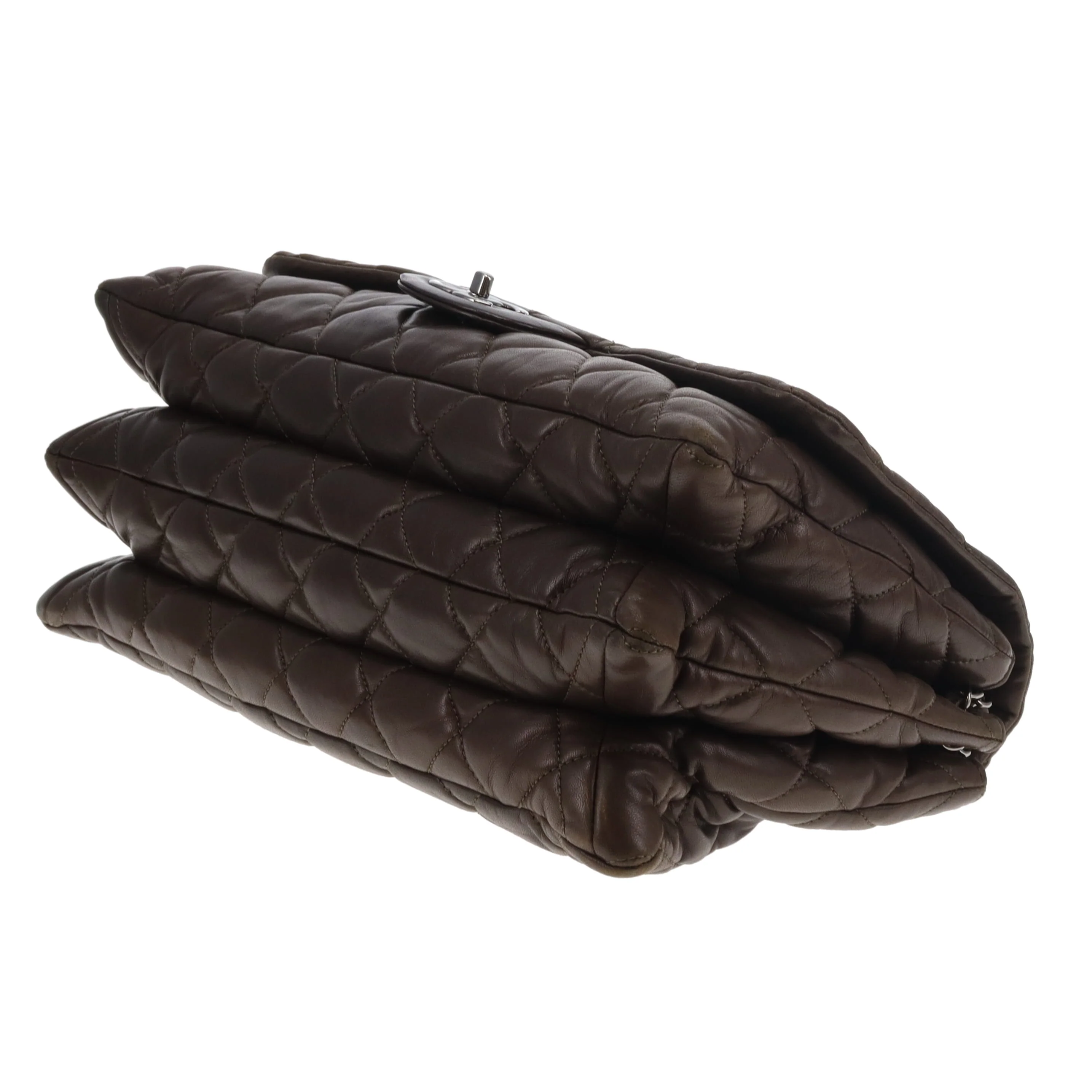 Chanel Accordian Quilted Lambskin Flap Seasonal Dark Khaki 2010 - Image 9