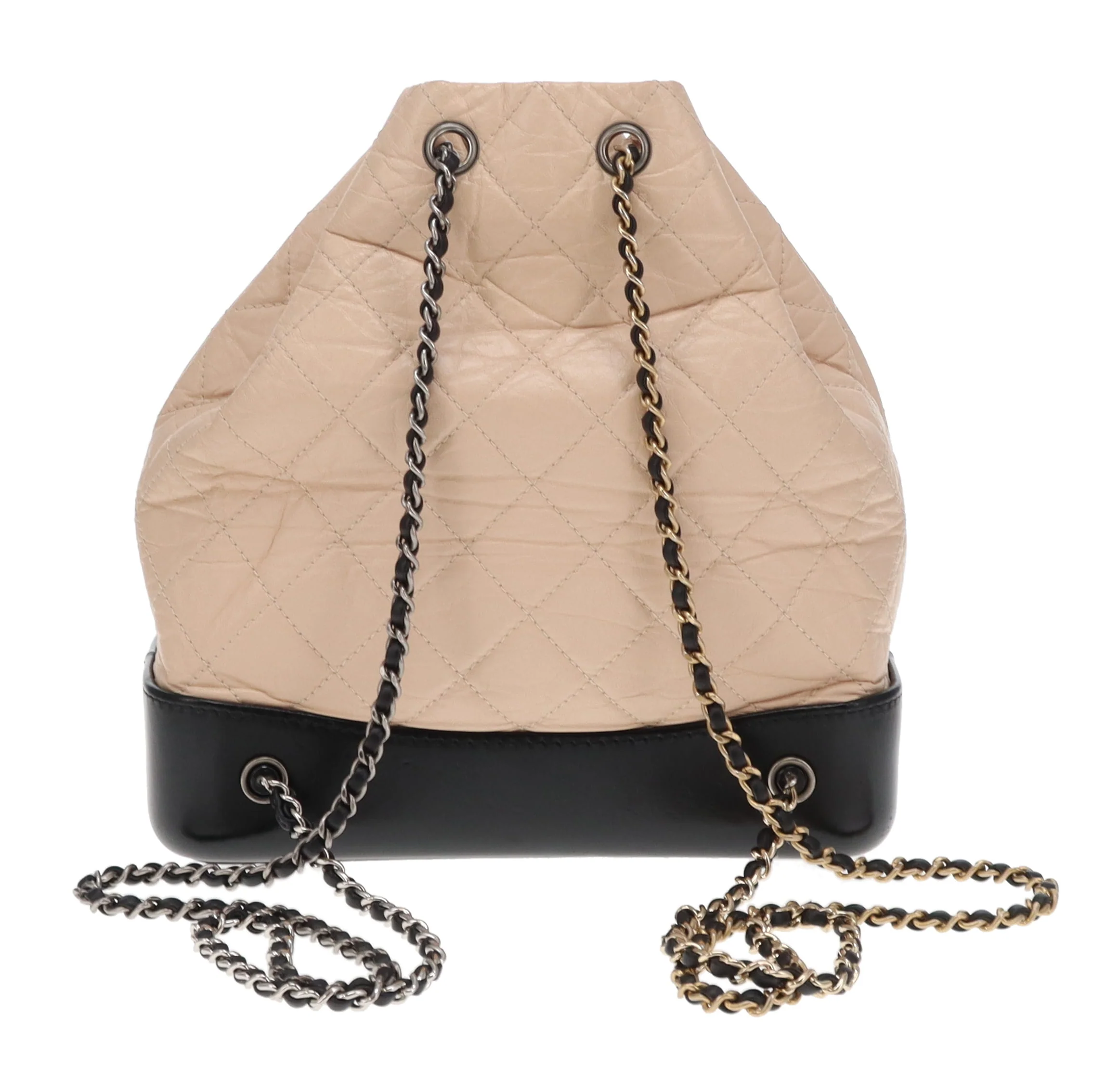 Chanel Gabrielle Backpack Beige Aged Calfskin and Black Leather 2018 - Image 6