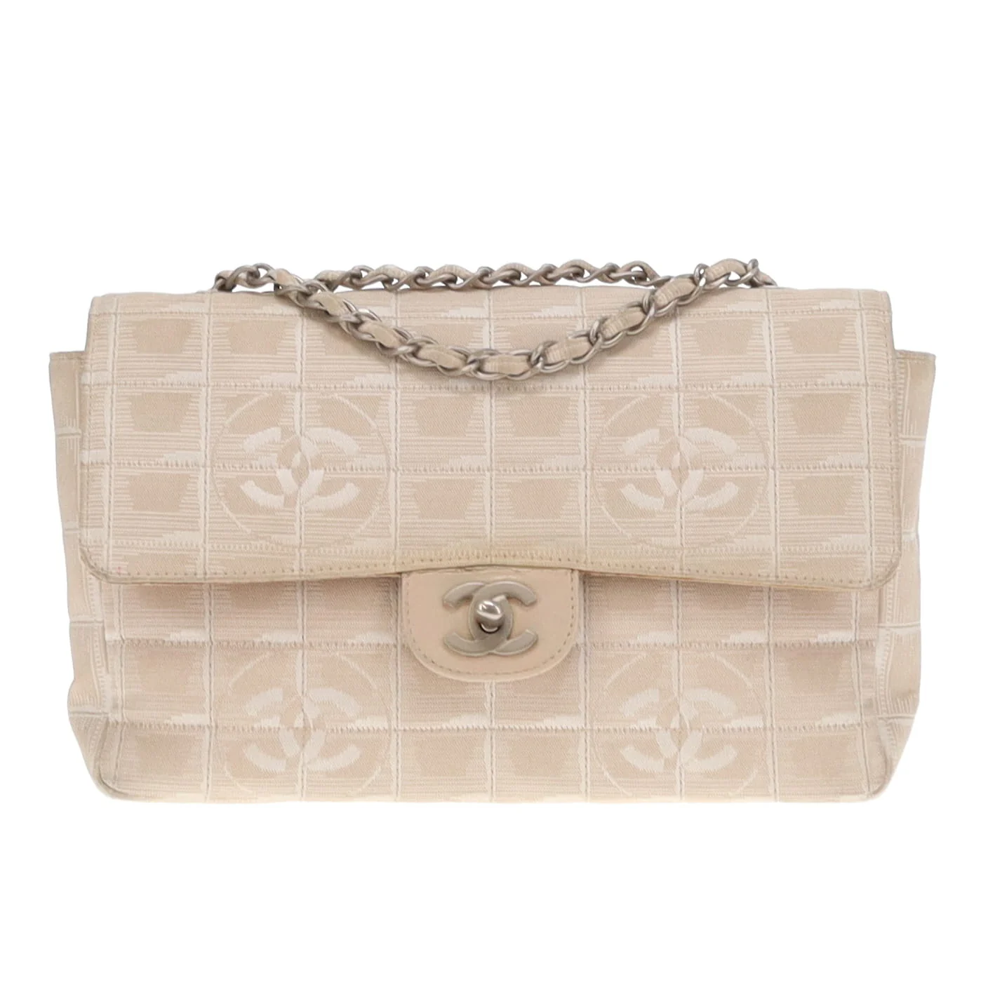 Chanel Beige Travel Ligne Single Flap Shoulder Bag 2002/03