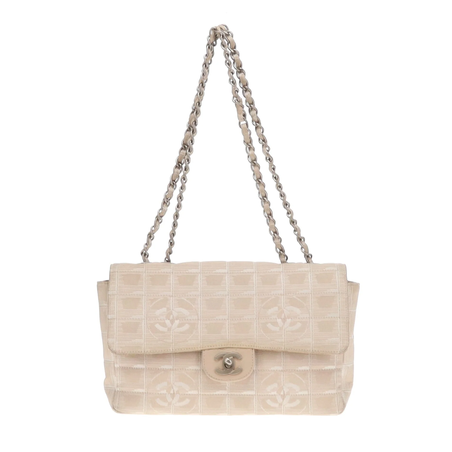 Chanel Beige Travel Ligne Single Flap Shoulder Bag 2002/03 - Image 4