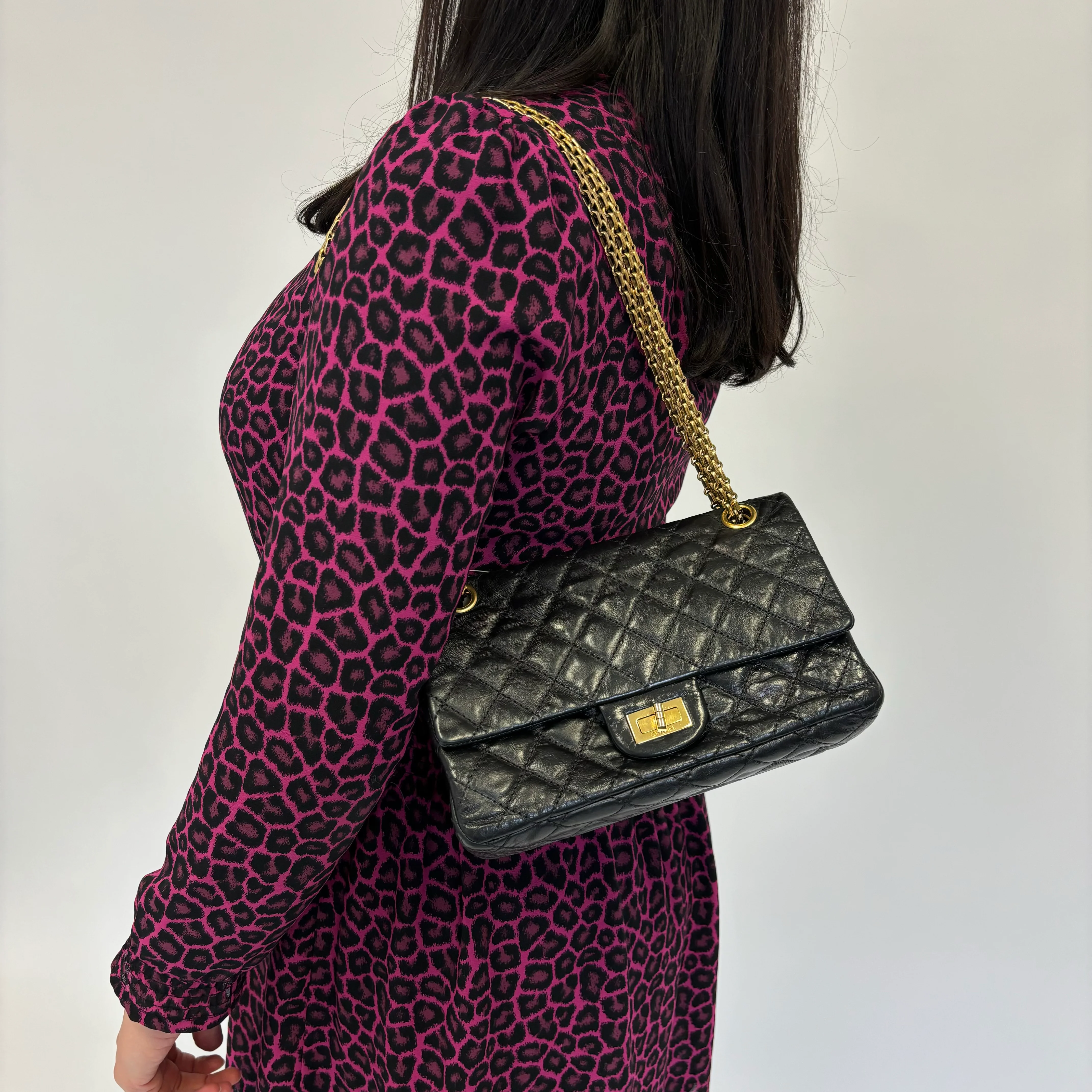 Chanel 2.55 Black Glazed Calfskin Reissue 224 Accordion Flap Bag 2008/09 - Image 2