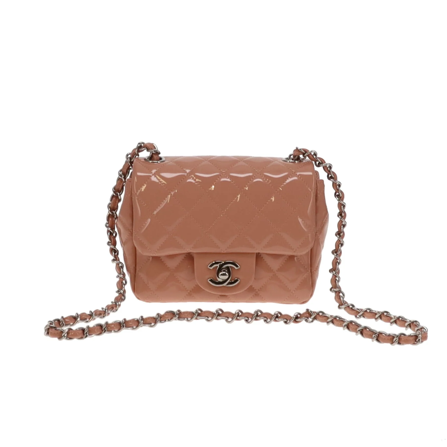 Chanel Blush Patent Leather and SHW Mini Square Flap Bag 2012/13