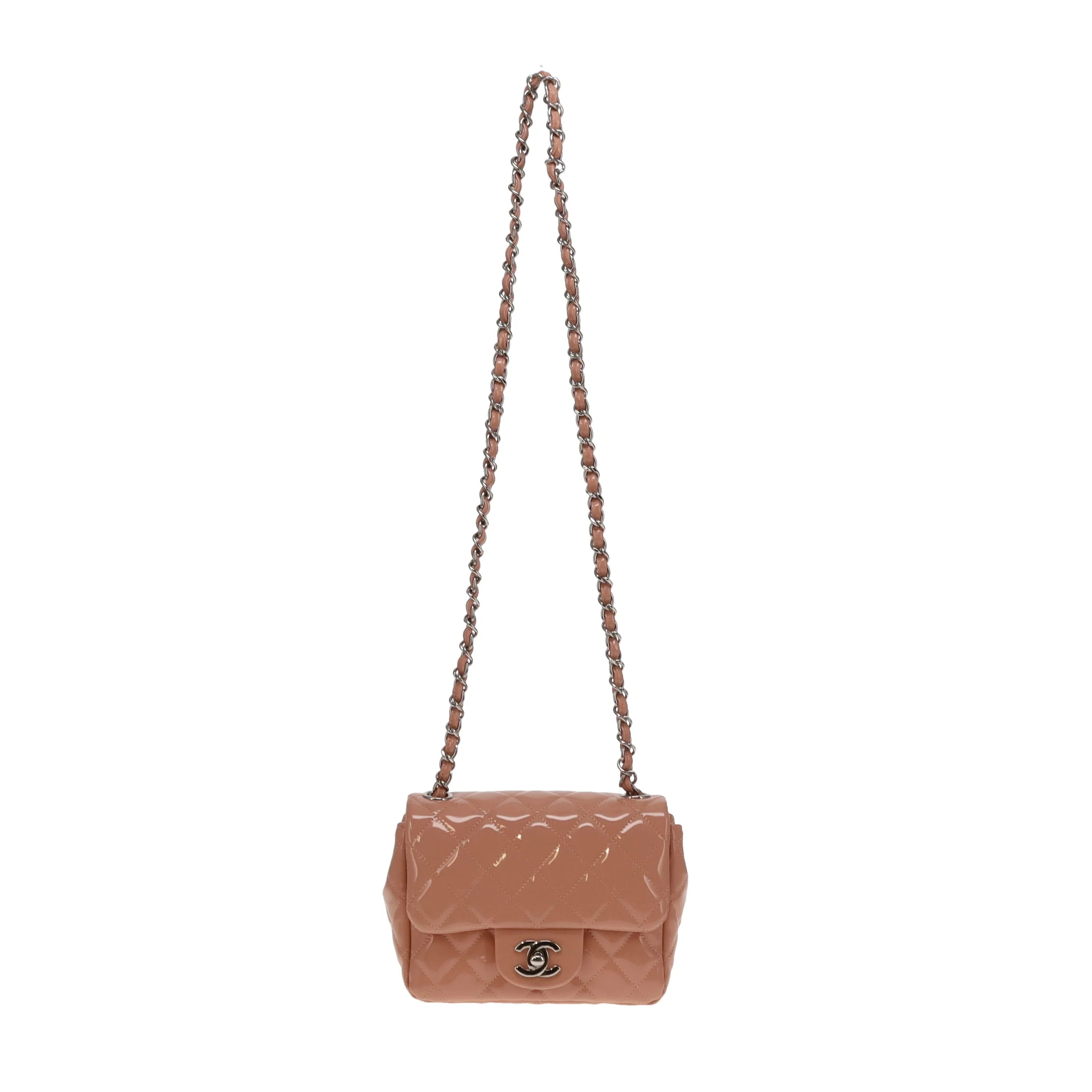 Chanel Blush Patent Leather and SHW Mini Square Flap Bag 2012/13 - Image 4