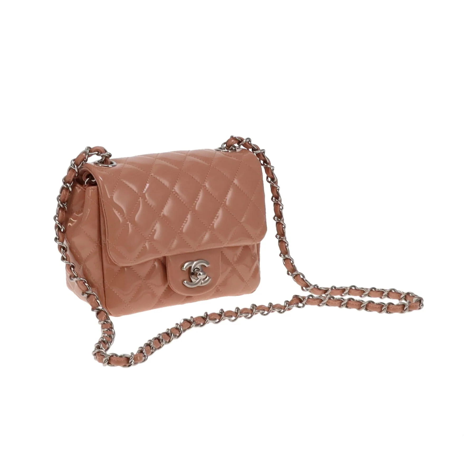 Chanel Blush Patent Leather and SHW Mini Square Flap Bag 2012/13 - Image 6