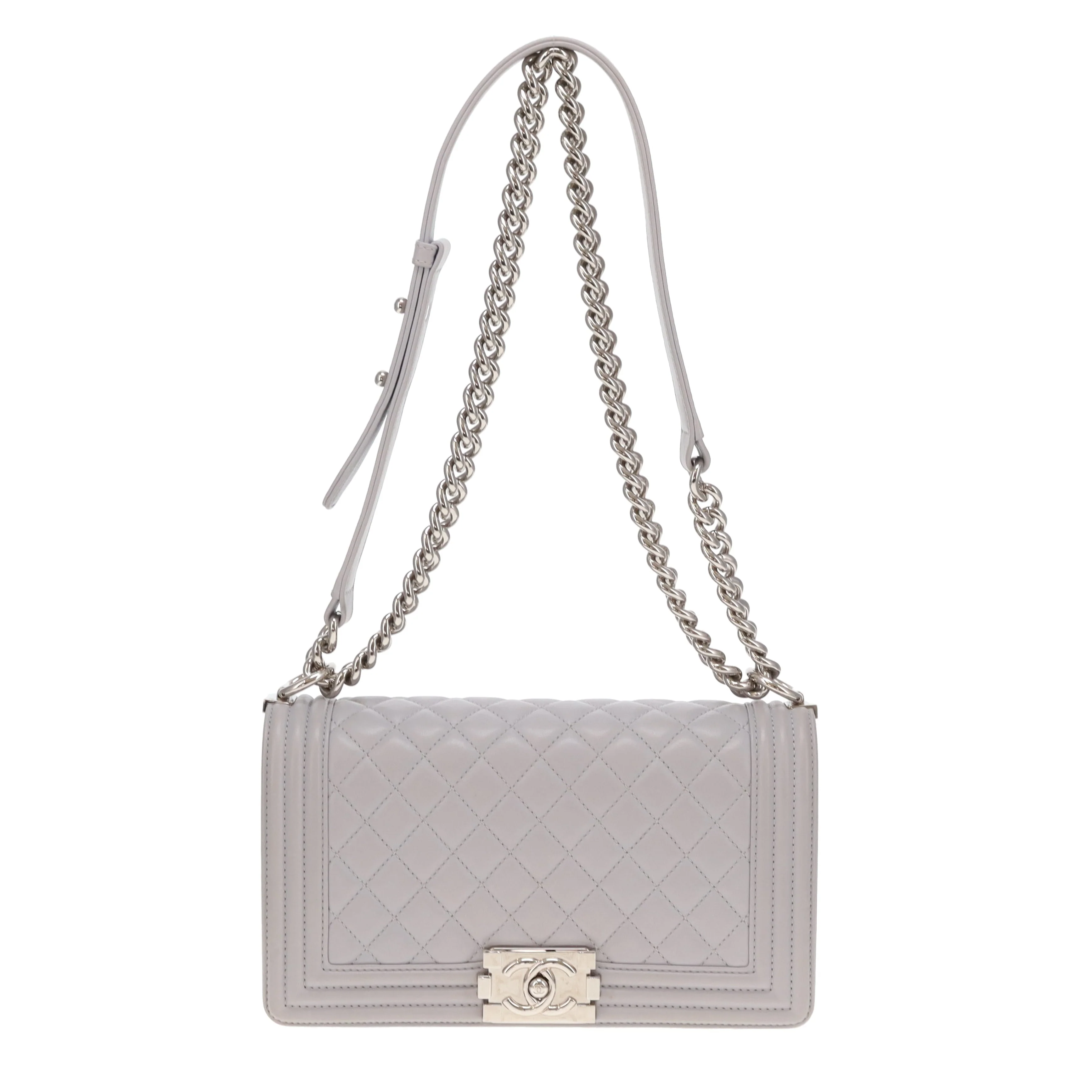 Chanel Boy Bag New Medium Grey Lambskin SHW 2017/18 - Image 3