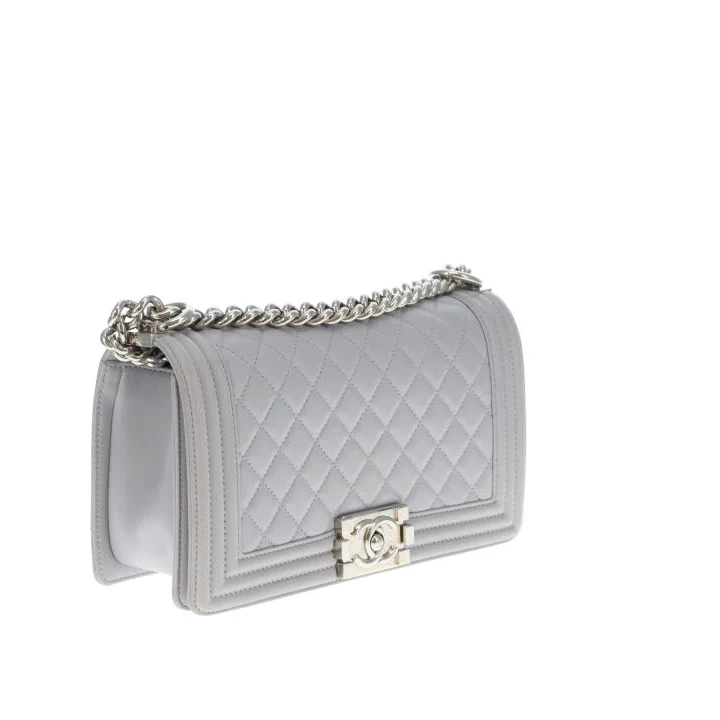 Chanel Boy Bag New Medium Grey Lambskin SHW 2017/18 - Image 5
