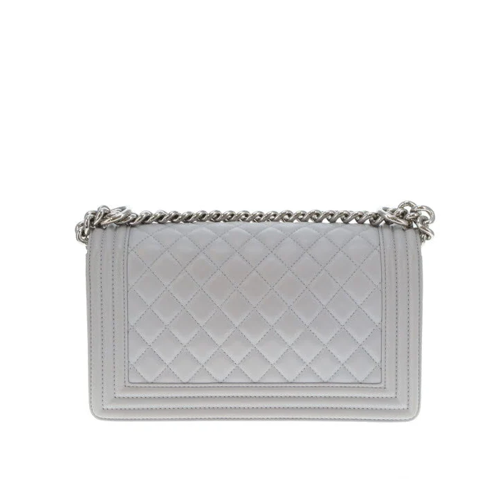 Chanel Boy Bag New Medium Grey Lambskin SHW 2017/18 - Image 8