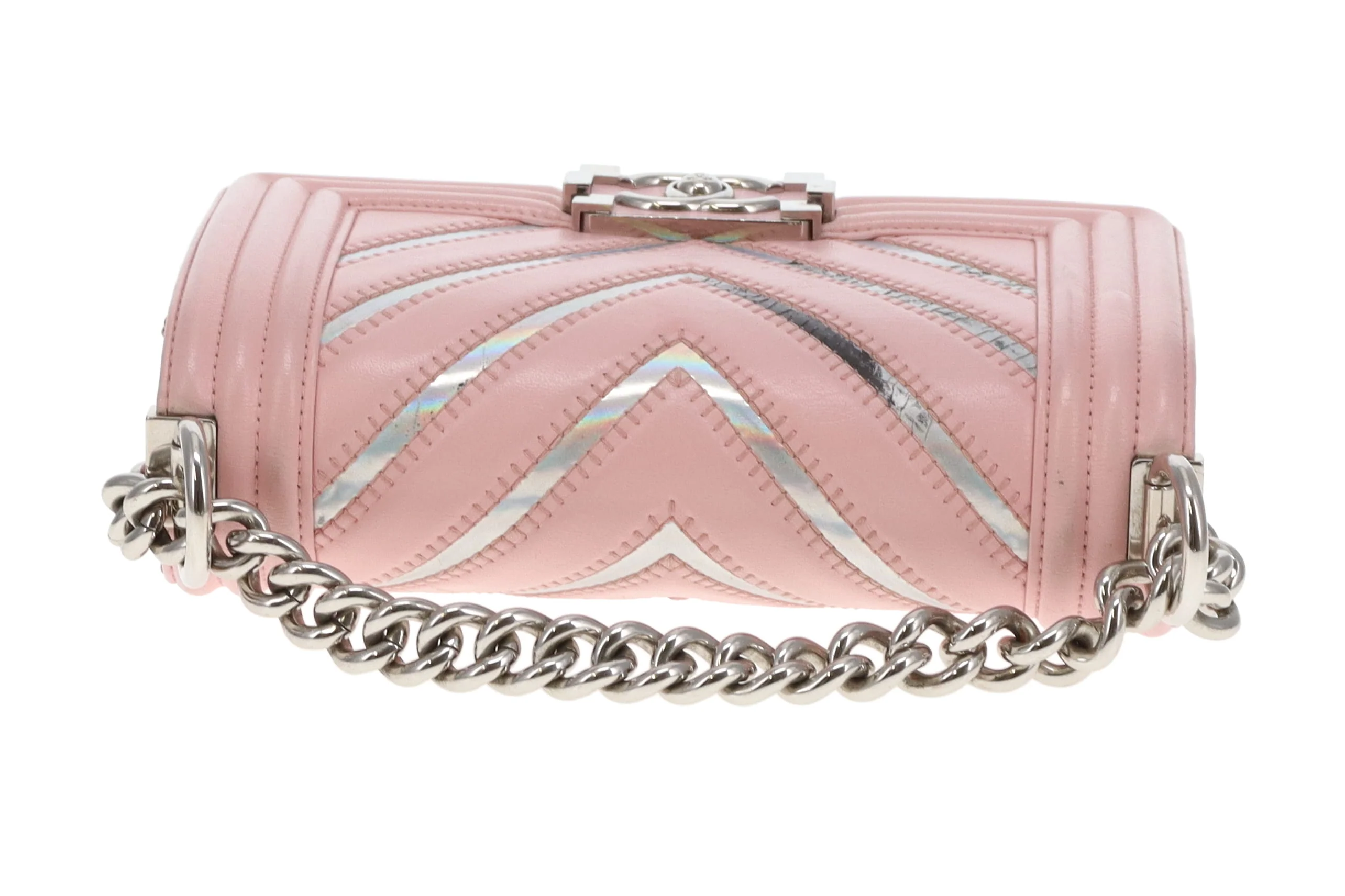 Chanel Boy Bag Pink Small Chevron Pink With Iridescent Mirror 2016/17 - Image 10
