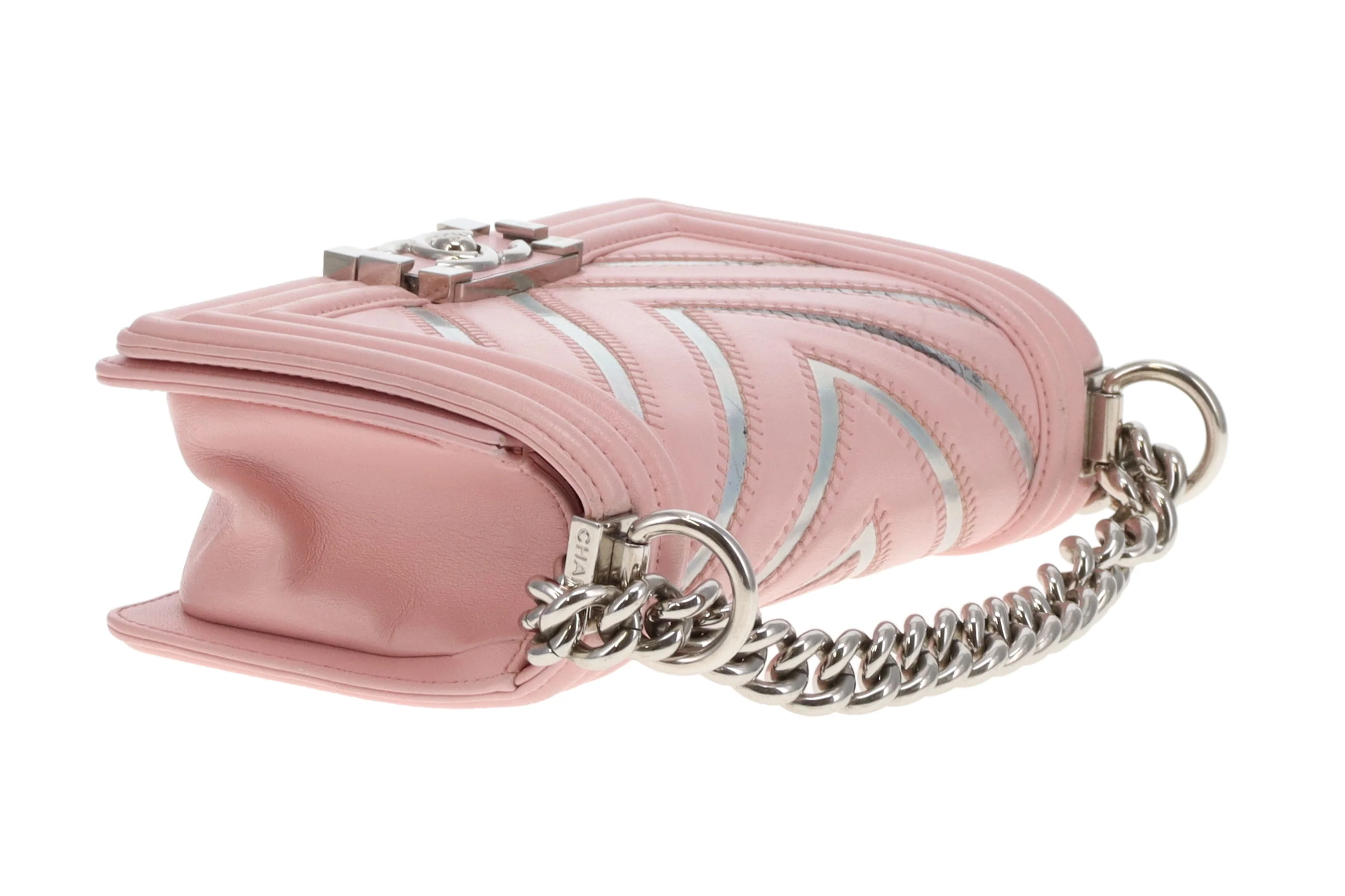 Chanel Boy Bag Pink Small Chevron Pink With Iridescent Mirror 2016/17 - Image 11