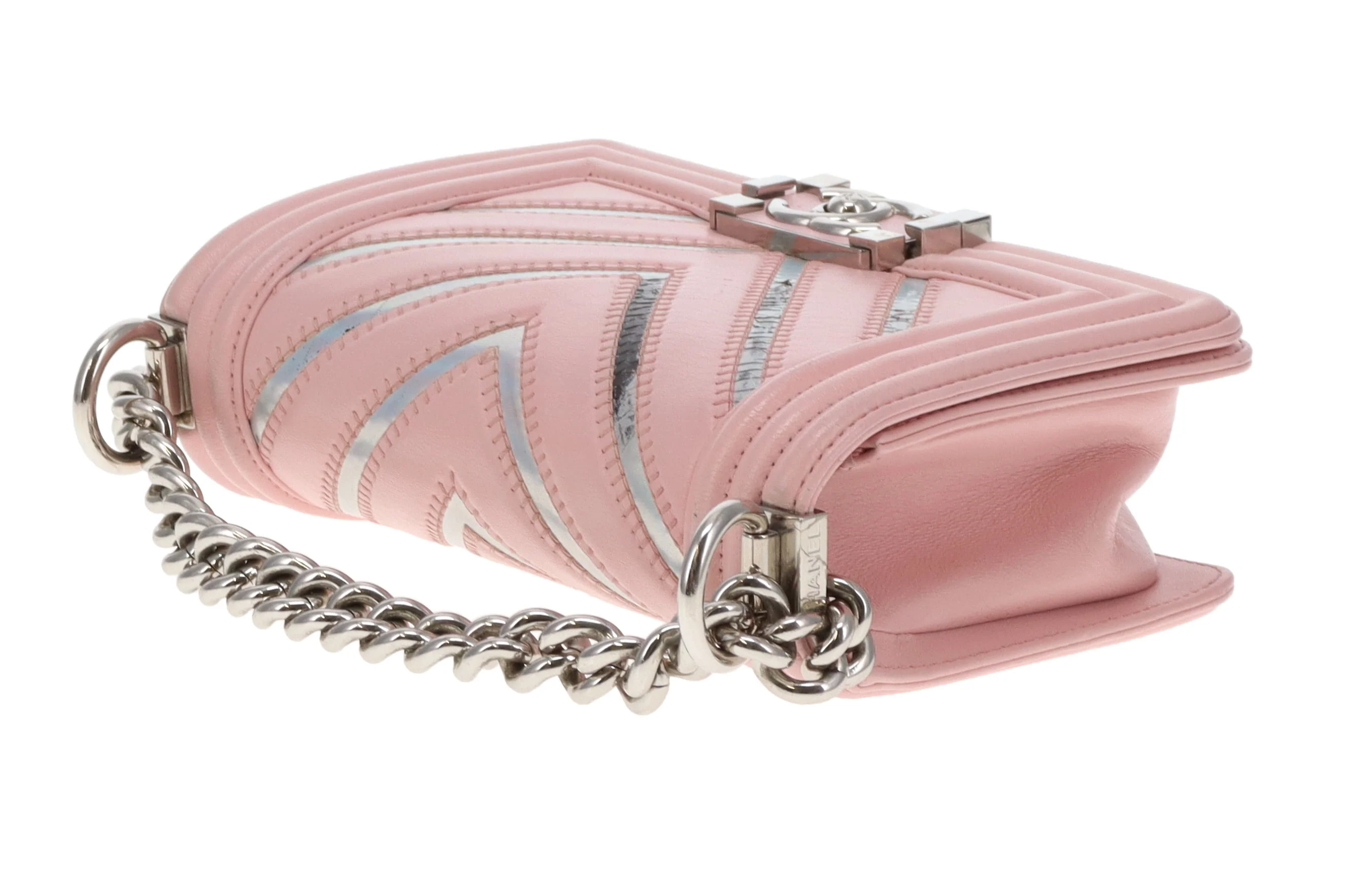 Chanel Boy Bag Pink Small Chevron Pink With Iridescent Mirror 2016/17 - Image 14