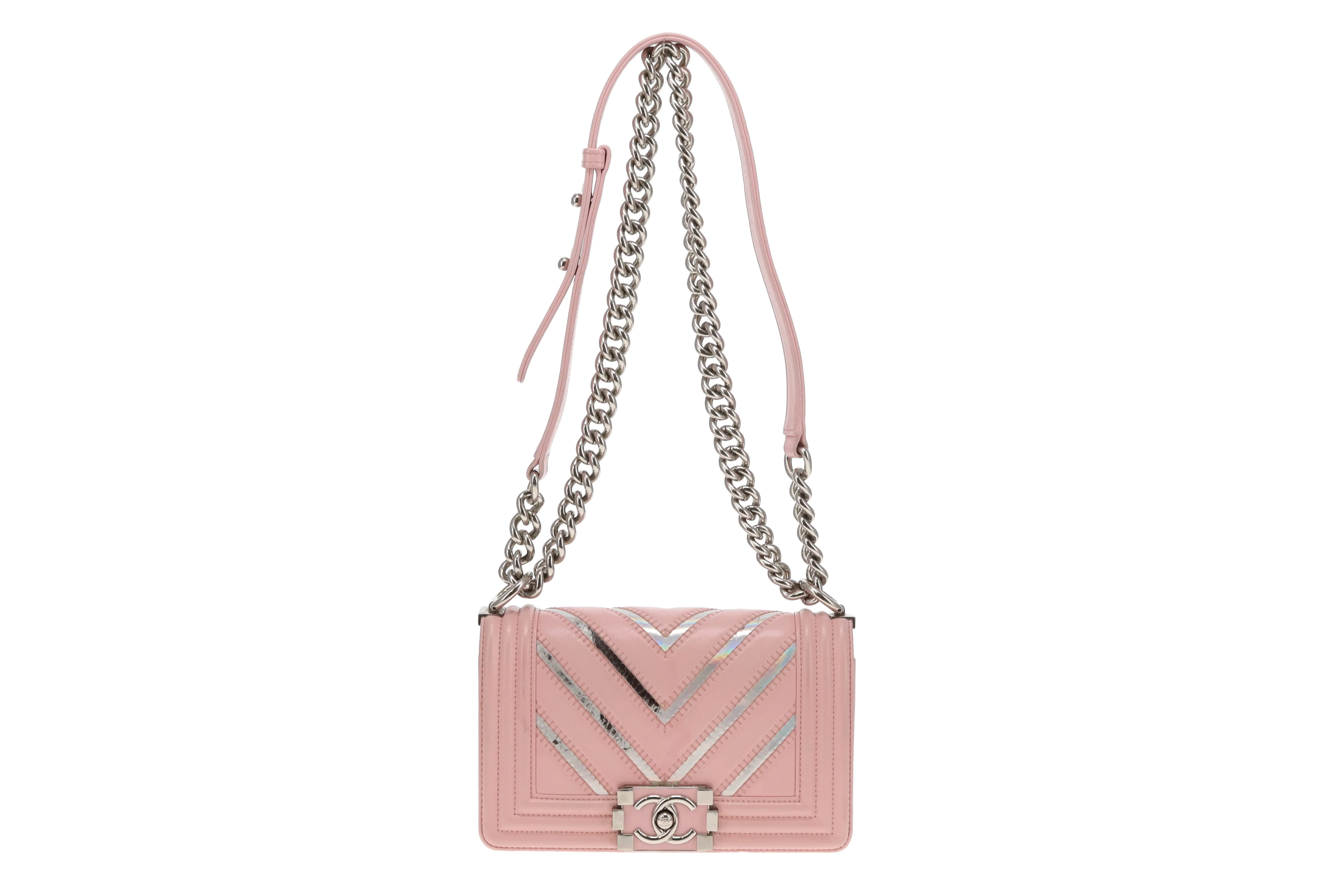 Chanel Boy Bag Pink Small Chevron Pink With Iridescent Mirror 2016/17 - Image 3
