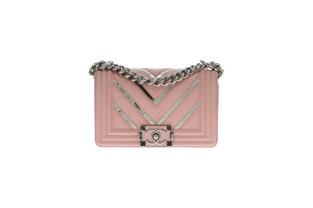 Chanel Boy Bag Pink Small Chevron Pink With Iridescent Mirror 2016/17 - Image 4