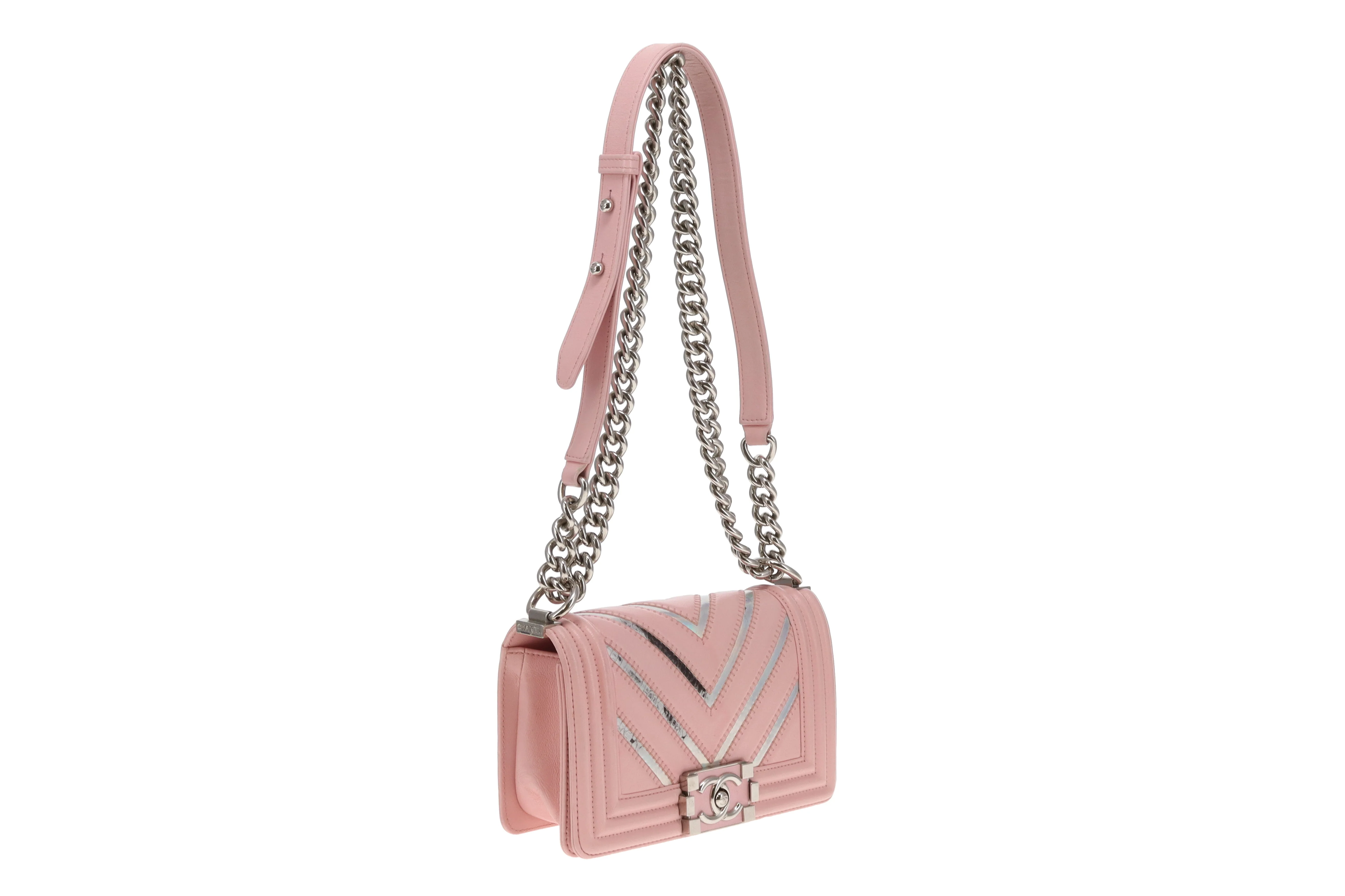 Chanel Boy Bag Pink Small Chevron Pink With Iridescent Mirror 2016/17 - Image 6