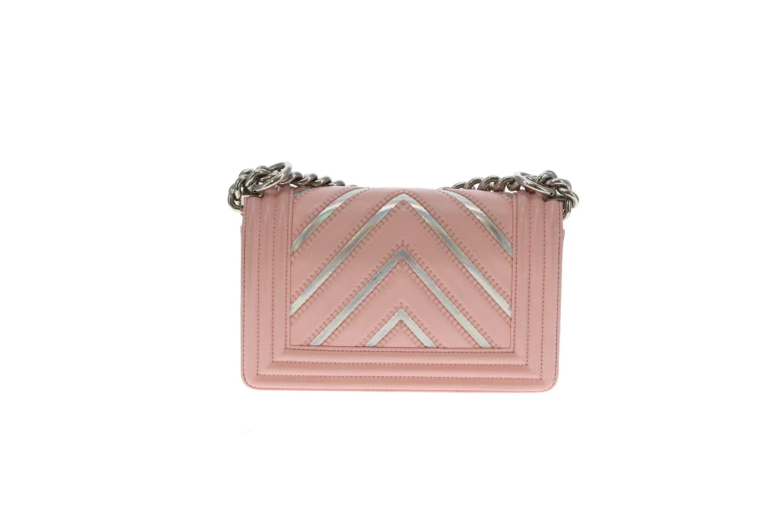 Chanel Boy Bag Pink Small Chevron Pink With Iridescent Mirror 2016/17 - Image 8