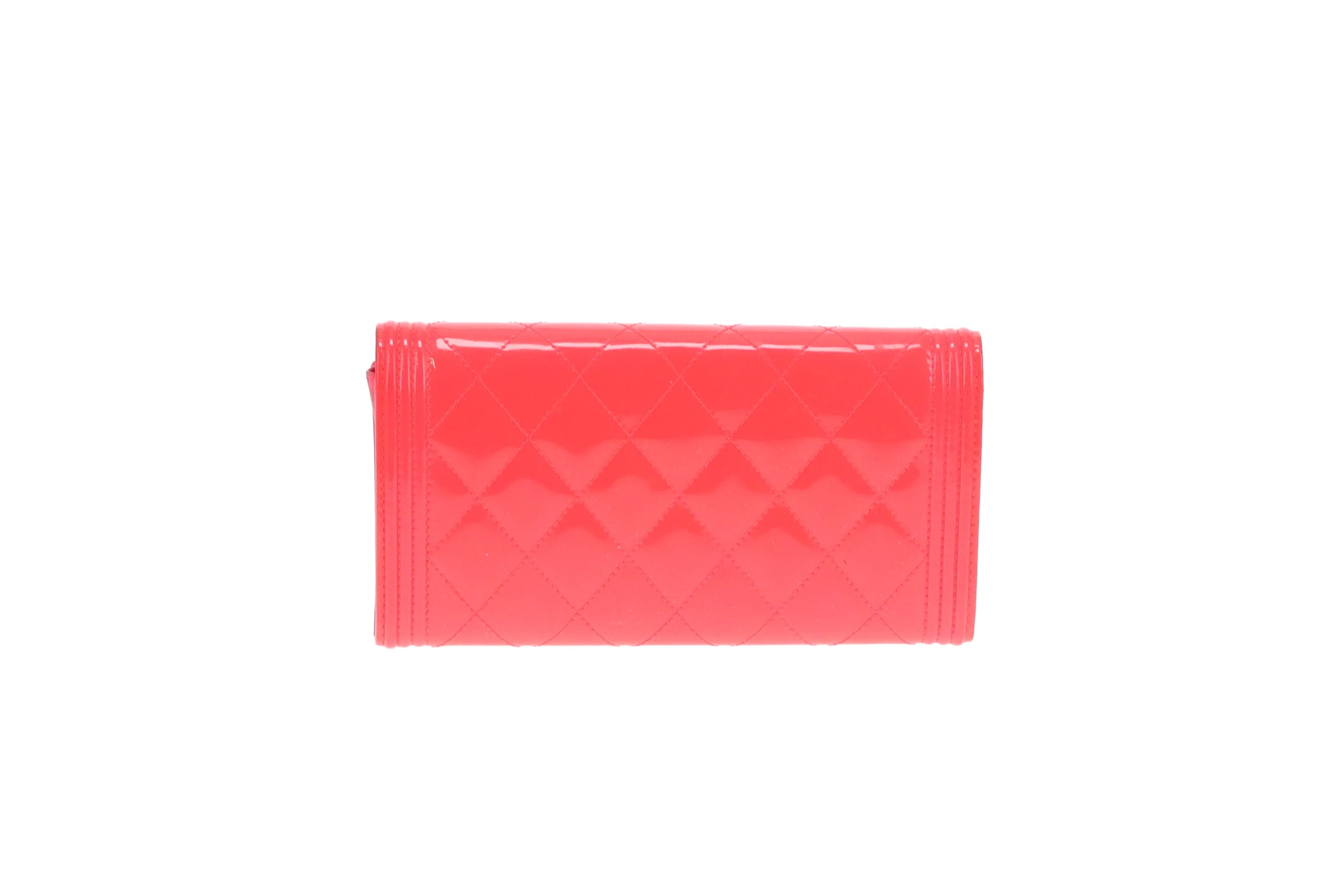 Chanel Boy Wallet Long Flap Neon Pink Patent 2016 - Image 4