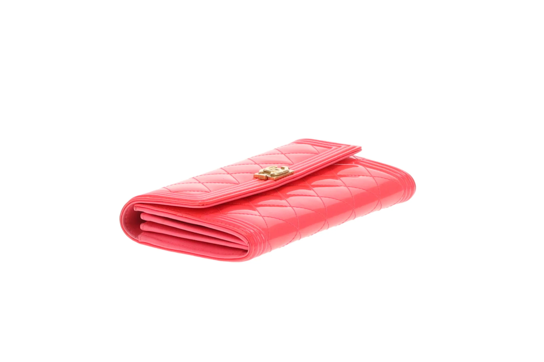 Chanel Boy Wallet Long Flap Neon Pink Patent 2016 - Image 6