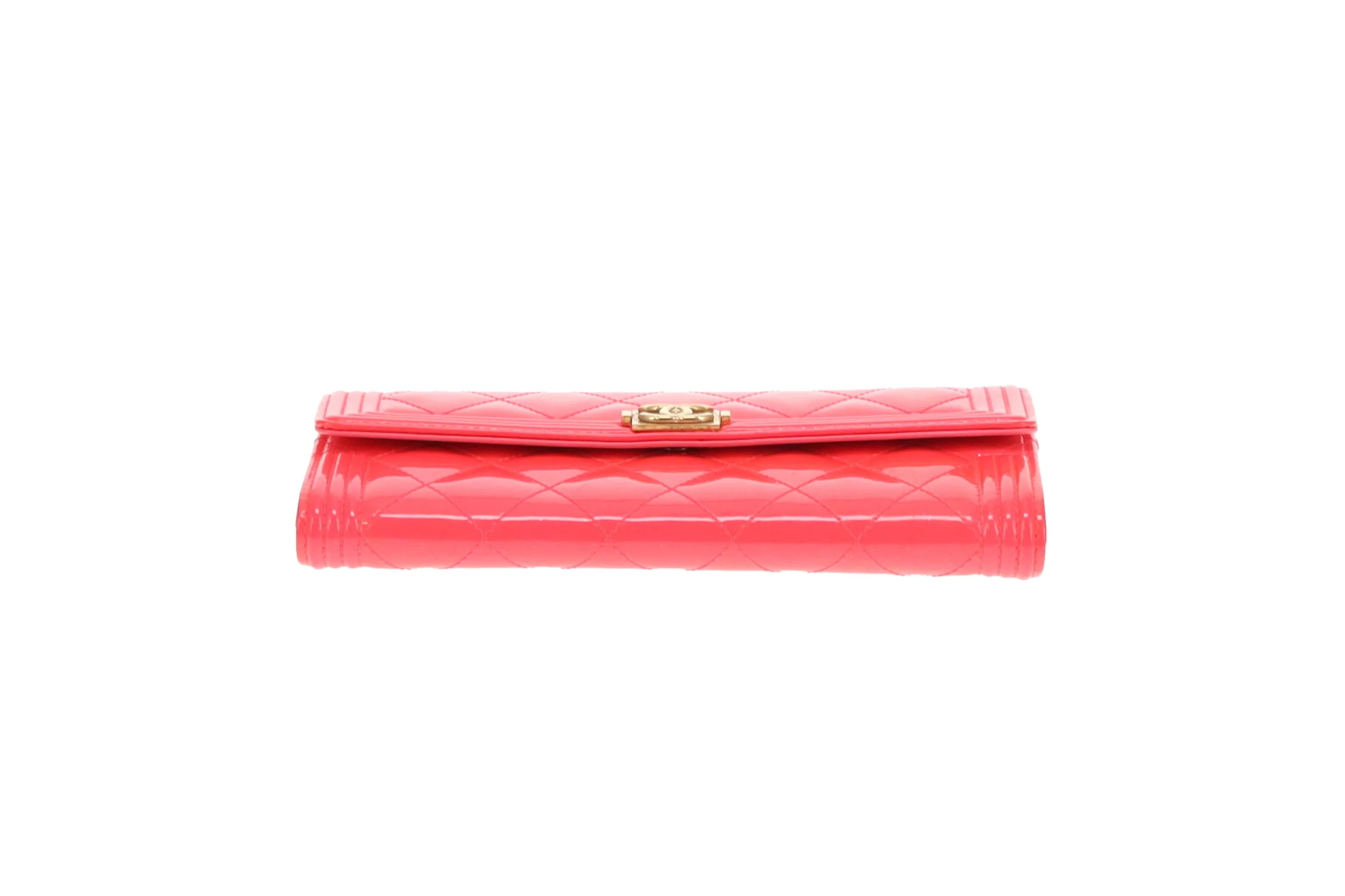 Chanel Boy Wallet Long Flap Neon Pink Patent 2016 - Image 7