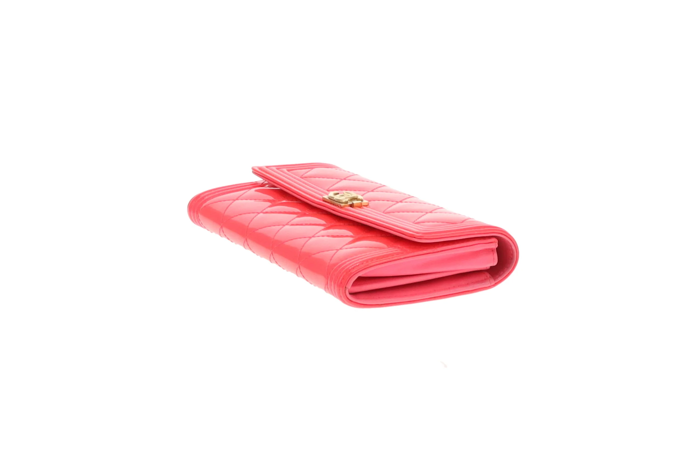 Chanel Boy Wallet Long Flap Neon Pink Patent 2016 - Image 8