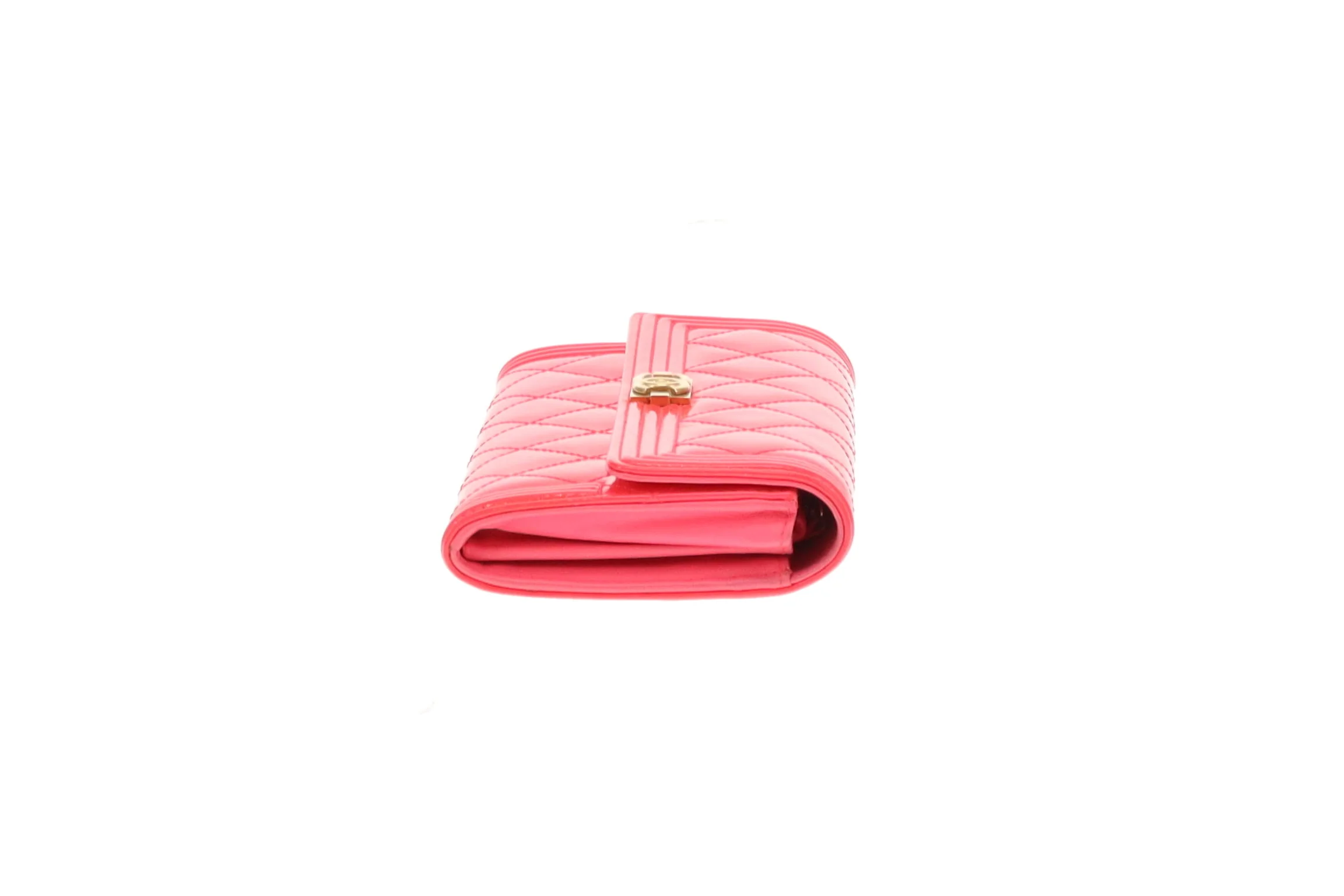 Chanel Boy Wallet Long Flap Neon Pink Patent 2016 - Image 9