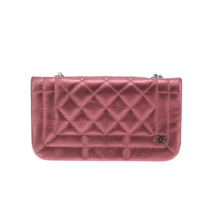 Chanel CC Quilted Pink Iridescent Calfskin Full Single Flap