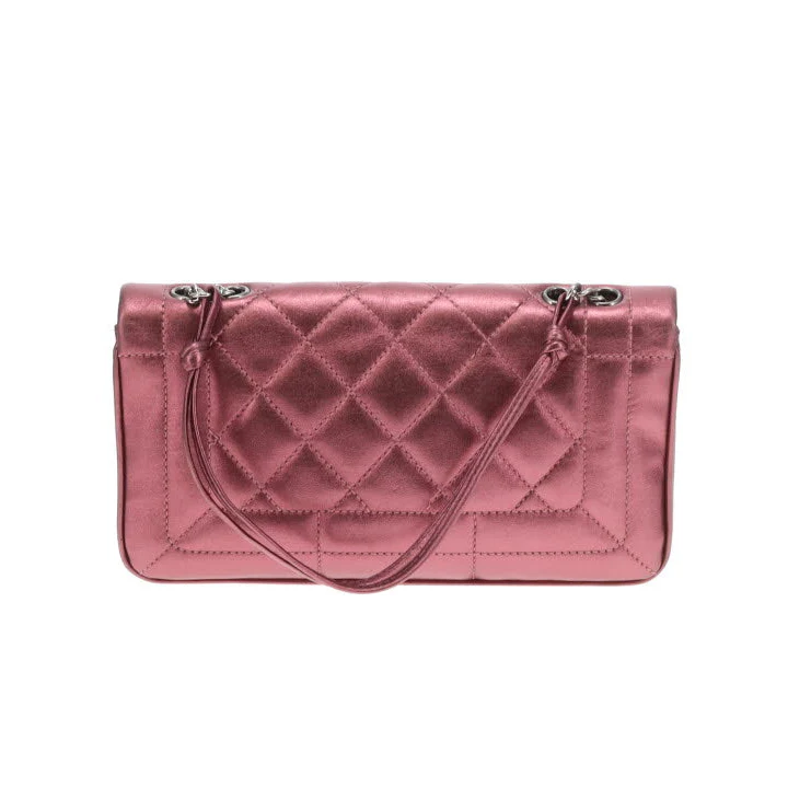 Chanel CC Quilted Pink Iridescent Calfskin Full Single Flap - Image 11