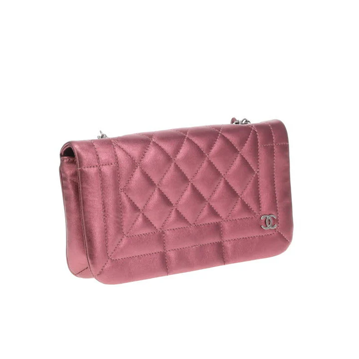 Chanel CC Quilted Pink Iridescent Calfskin Full Single Flap - Image 9