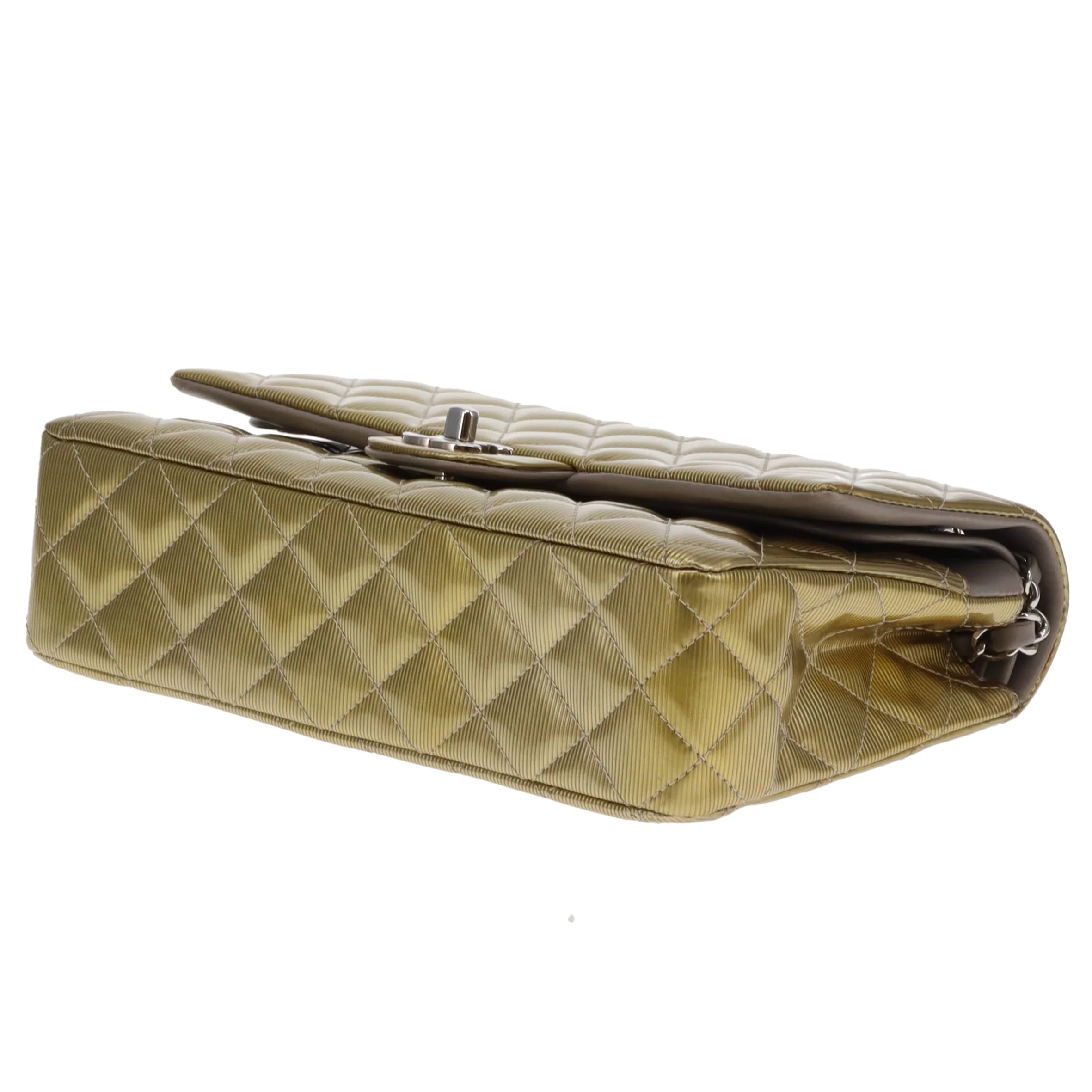 Chanel Classic Double Flap Bag Seasonal Gold Patent Leather SHW 2012 - Image 11