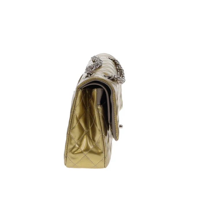 Chanel Classic Double Flap Bag Seasonal Gold Patent Leather SHW 2012 - Image 6