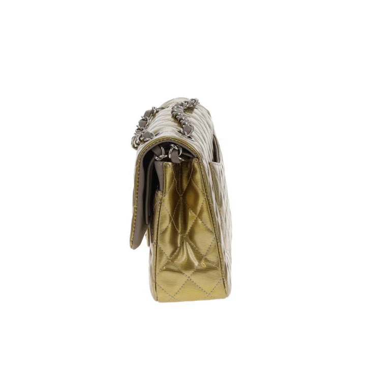 Chanel Classic Double Flap Bag Seasonal Gold Patent Leather SHW 2012 - Image 8
