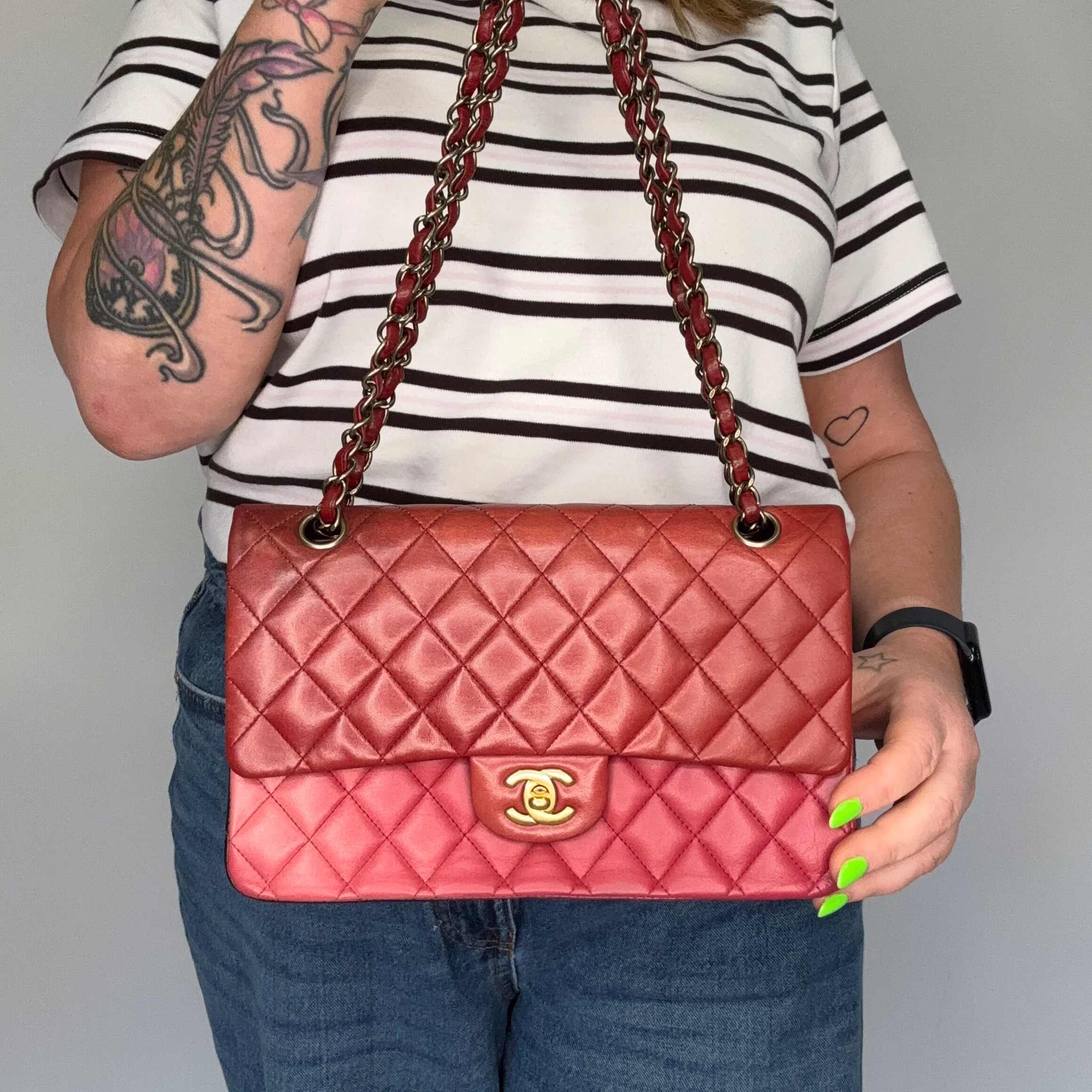 Chanel Classic Double Flap Medium Burgundy Tonal Ombre 2009/10 - Image 2