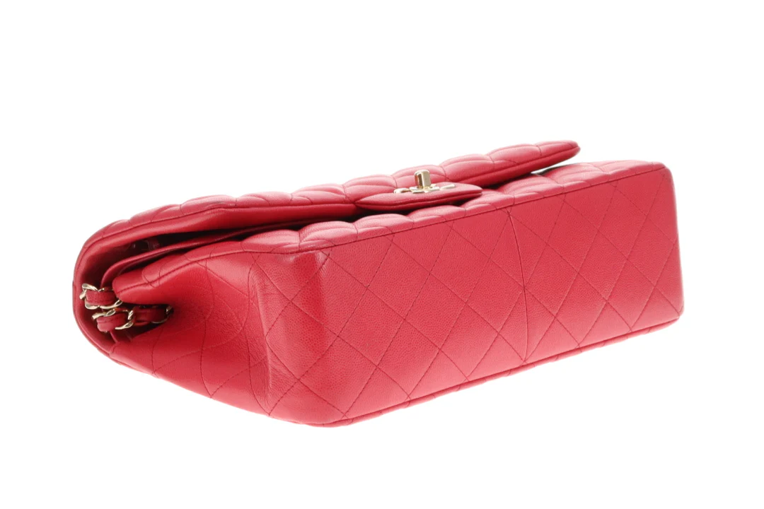 Chanel Classic Jumbo Double Flap Raspberry Caviar GHW 2019 - Image 10