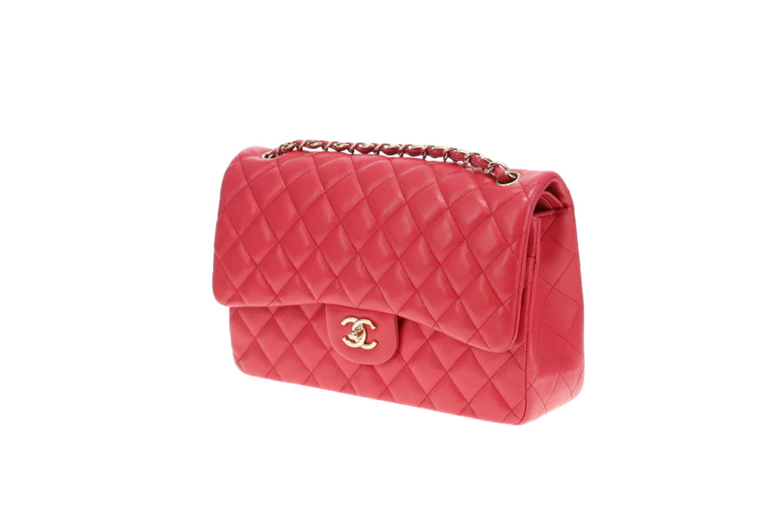 Chanel Classic Jumbo Double Flap Raspberry Caviar GHW 2019 - Image 12