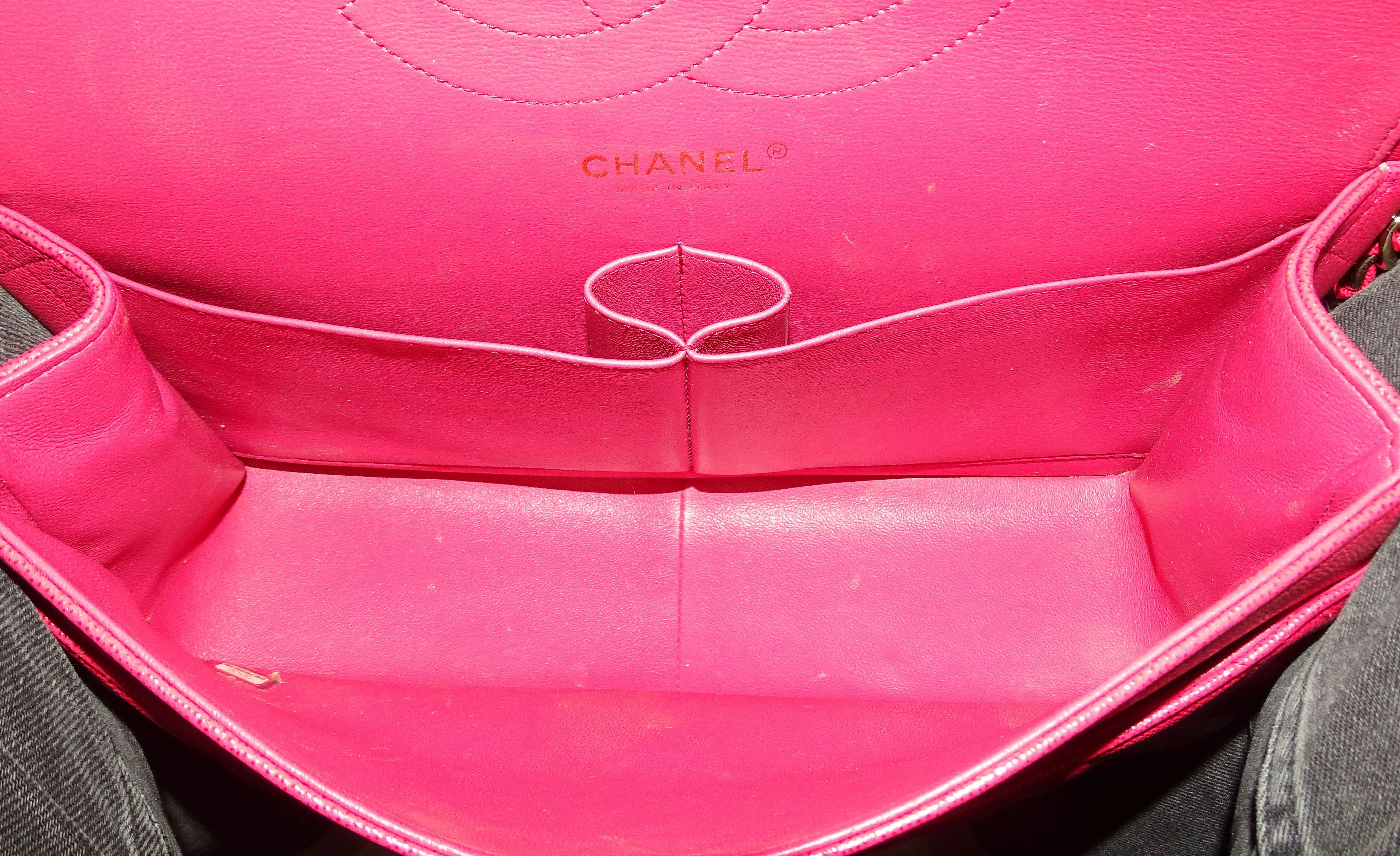 Chanel Classic Jumbo Double Flap Raspberry Caviar GHW 2019 - Image 13