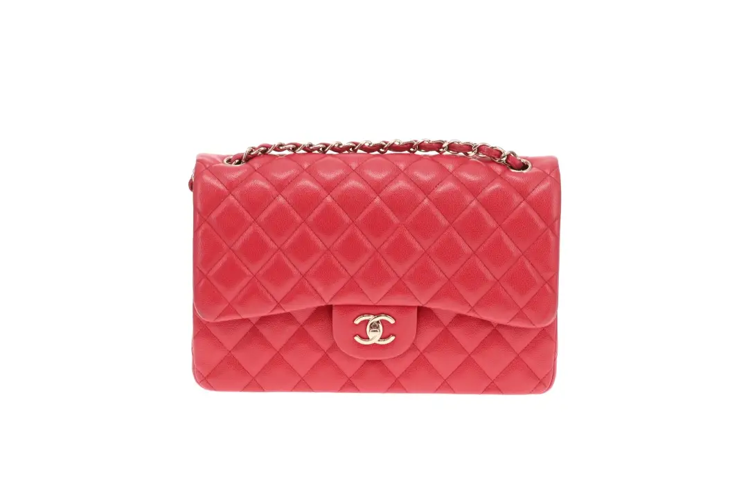 Chanel Classic Jumbo Double Flap Raspberry Caviar GHW 2019 - Image 3