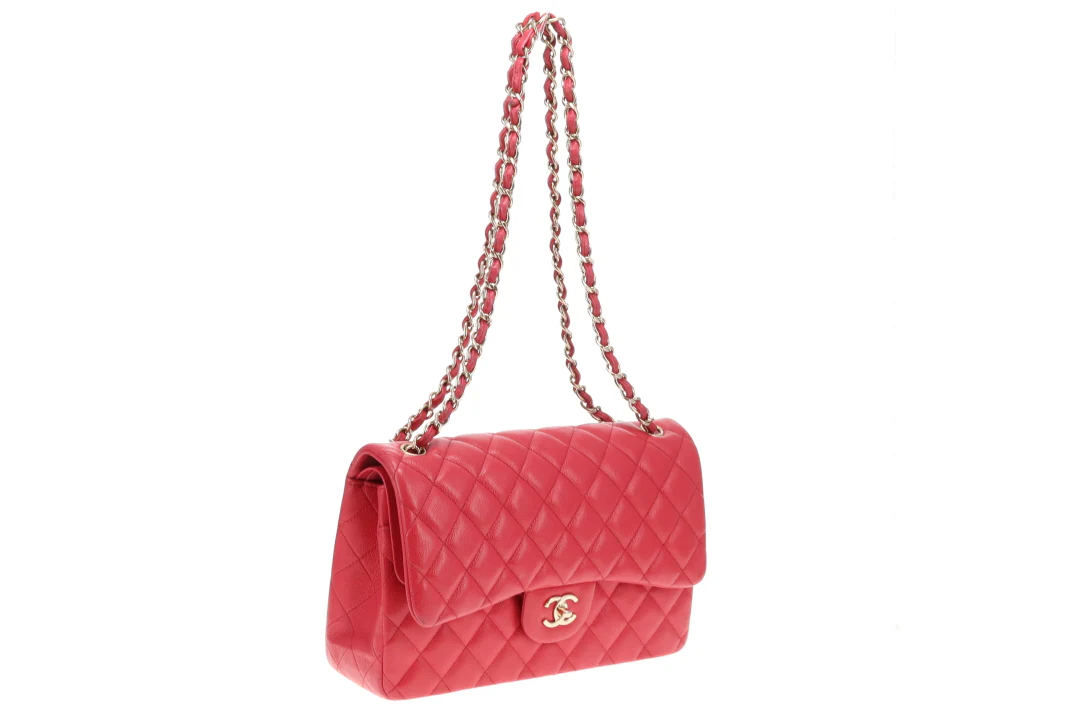 Chanel Classic Jumbo Double Flap Raspberry Caviar GHW 2019 - Image 4
