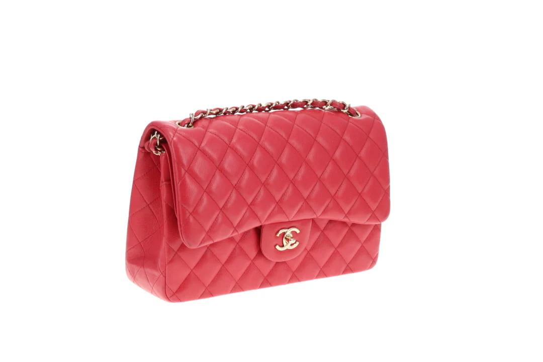 Chanel Classic Jumbo Double Flap Raspberry Caviar GHW 2019 - Image 5